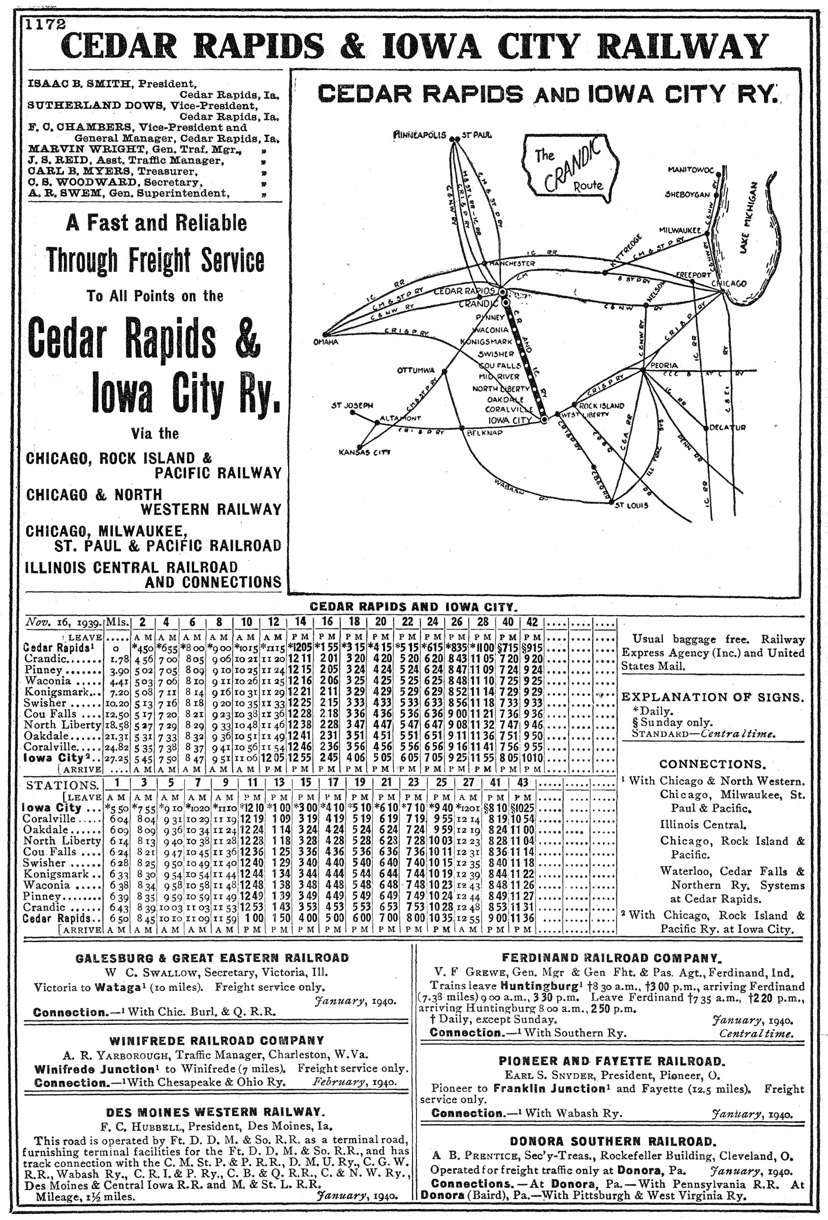 The Cedar Rapids & Iowa City Railway, "The Crandic Route"
