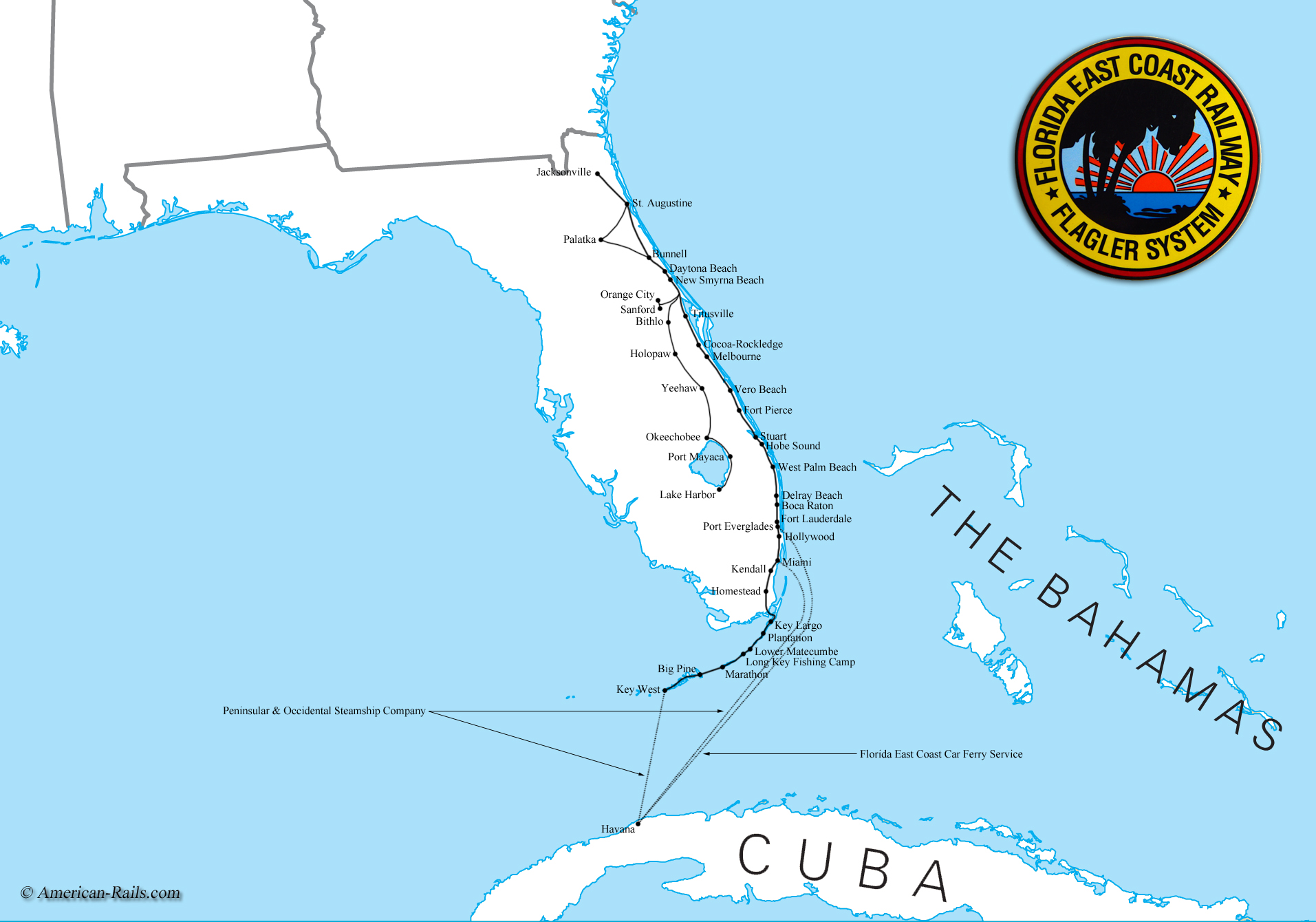 Florida East Coast Railway Map 