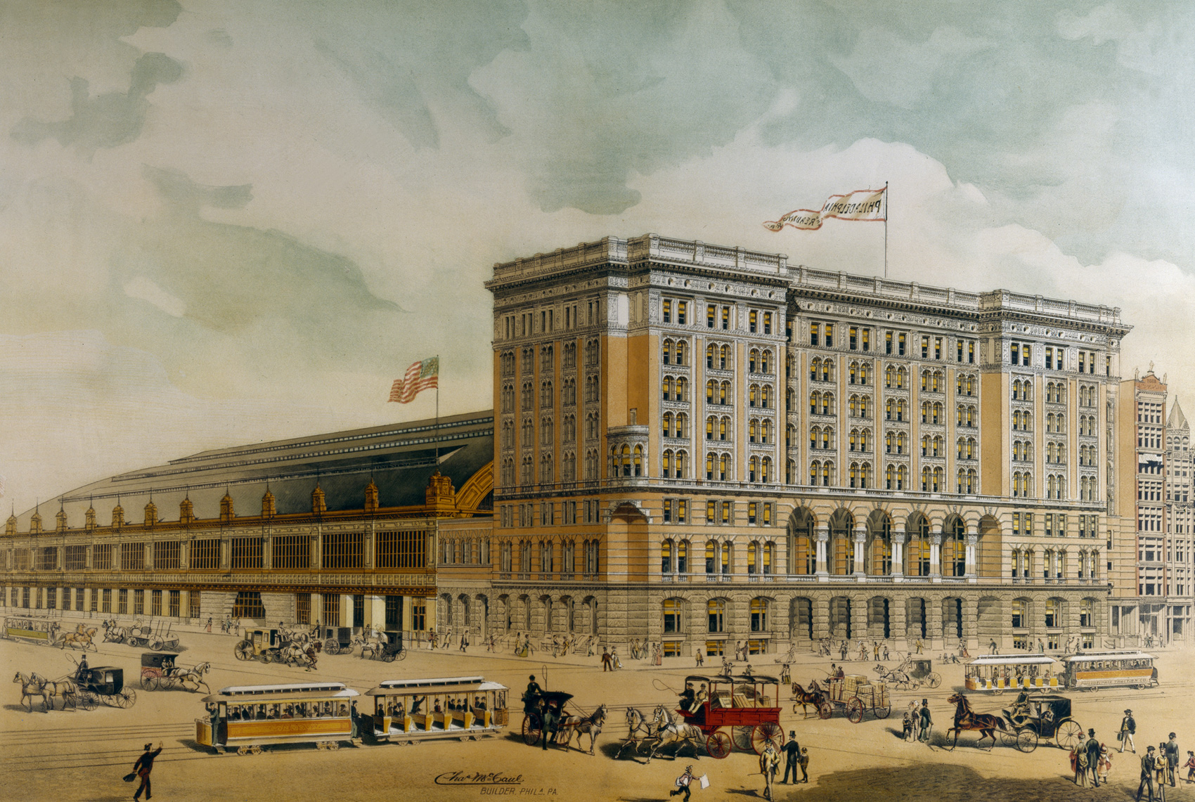Филадельфийский вокзал. Вокзал Филадельфия. Филадельфийский торговый музей 1893 года. Пенсильванская железная дорога здание. Reading terminal