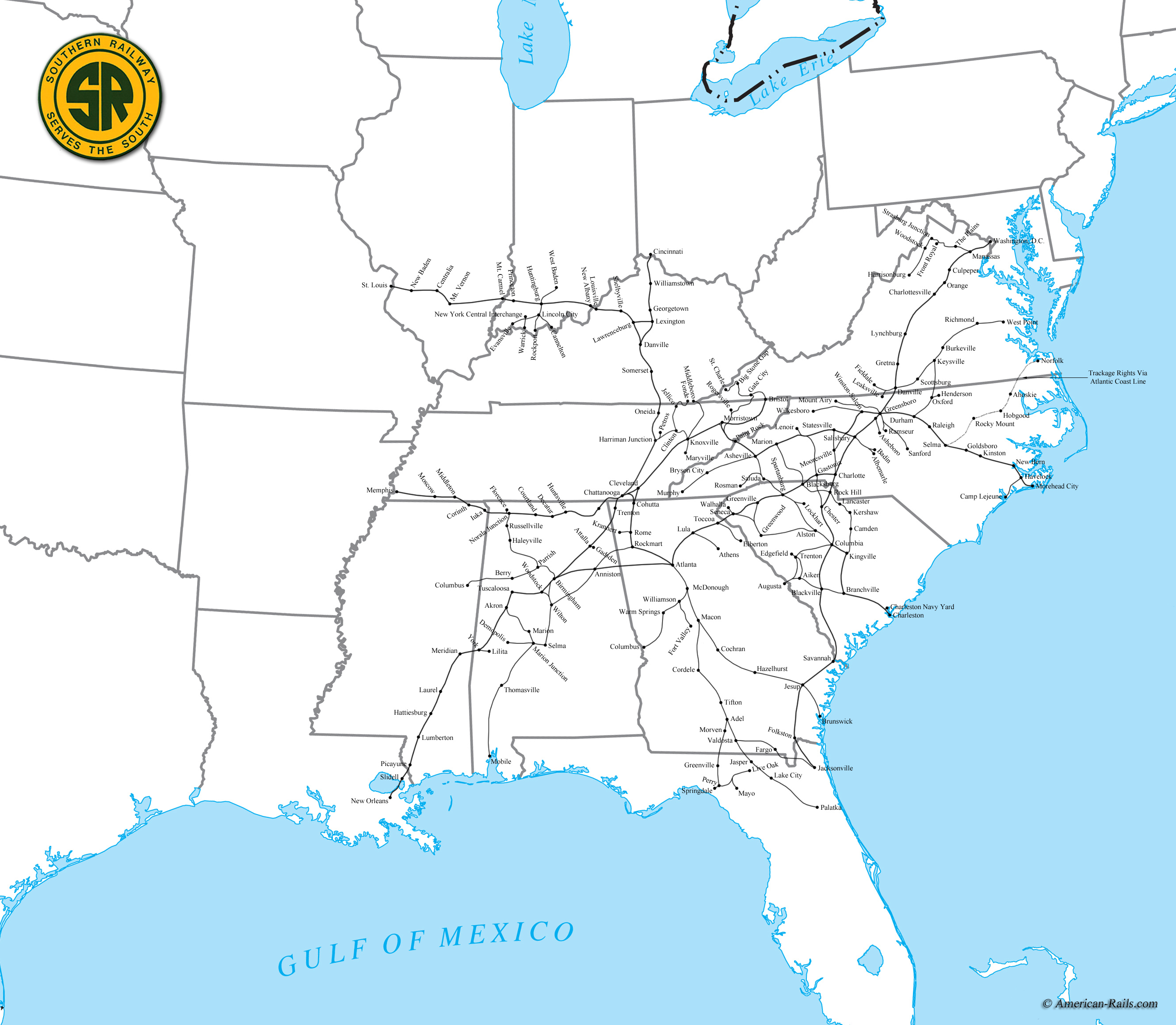 Southern Railway Usa Map Locomotives Logo History