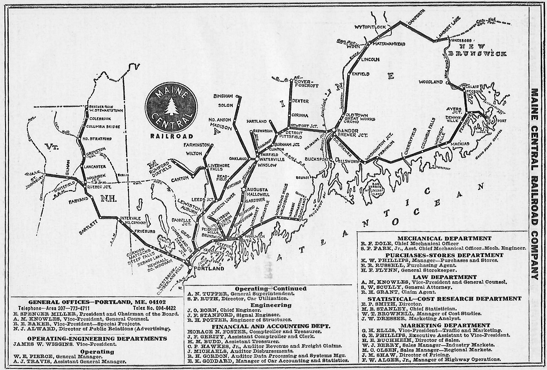 Details about   1967 Maine Central Railroad Route Map Advertising Card Calendar Pine Tree Rail