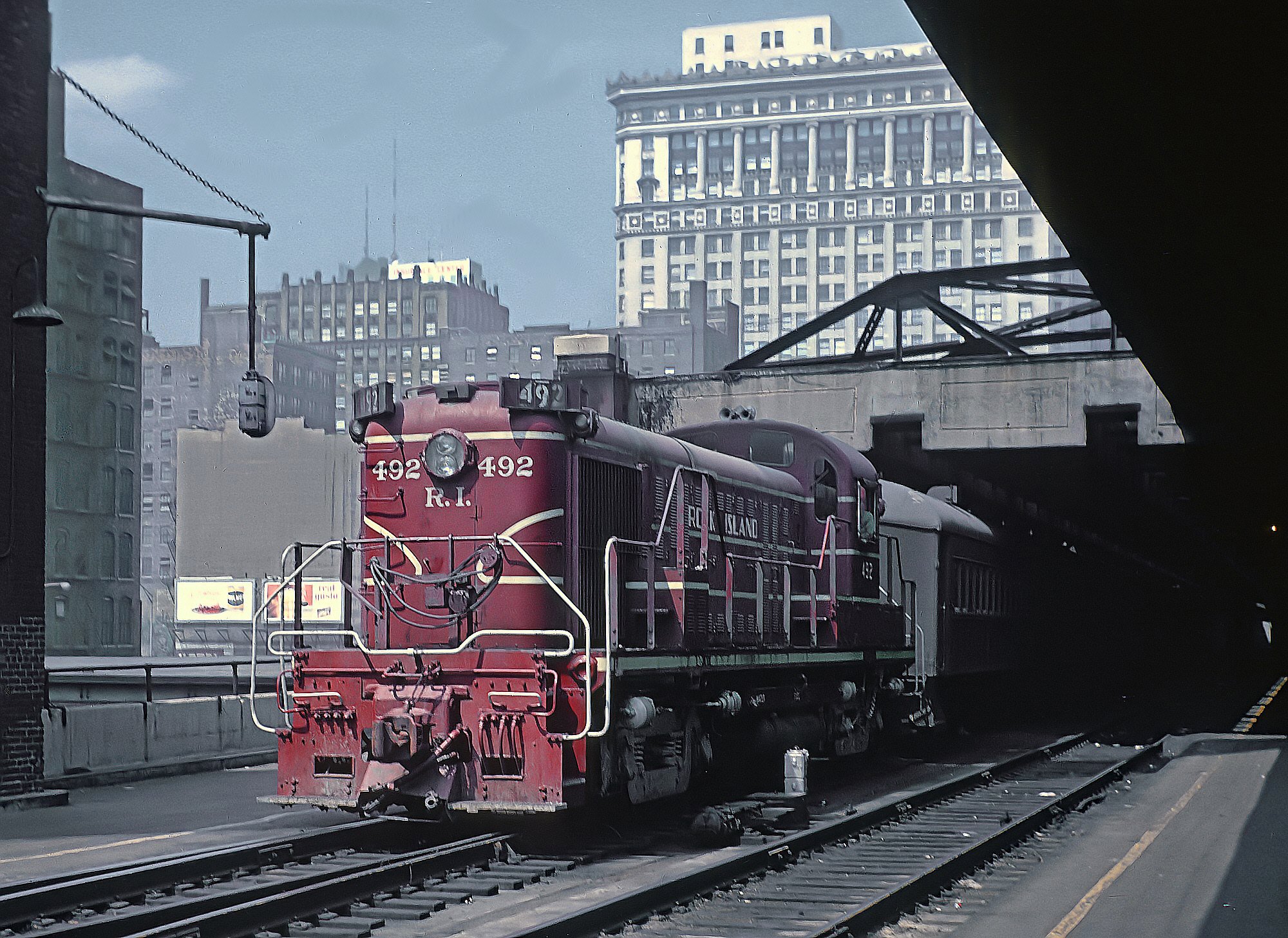 Rock Island RS3 492 with train 133 at Chicago LaSalle Street Station August 1962
