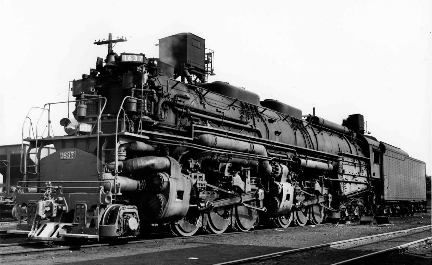 Chesapeake and Ohio 2-6-6-6 H-8 Allegheny 1637 at Richmond Virginia circa 1956