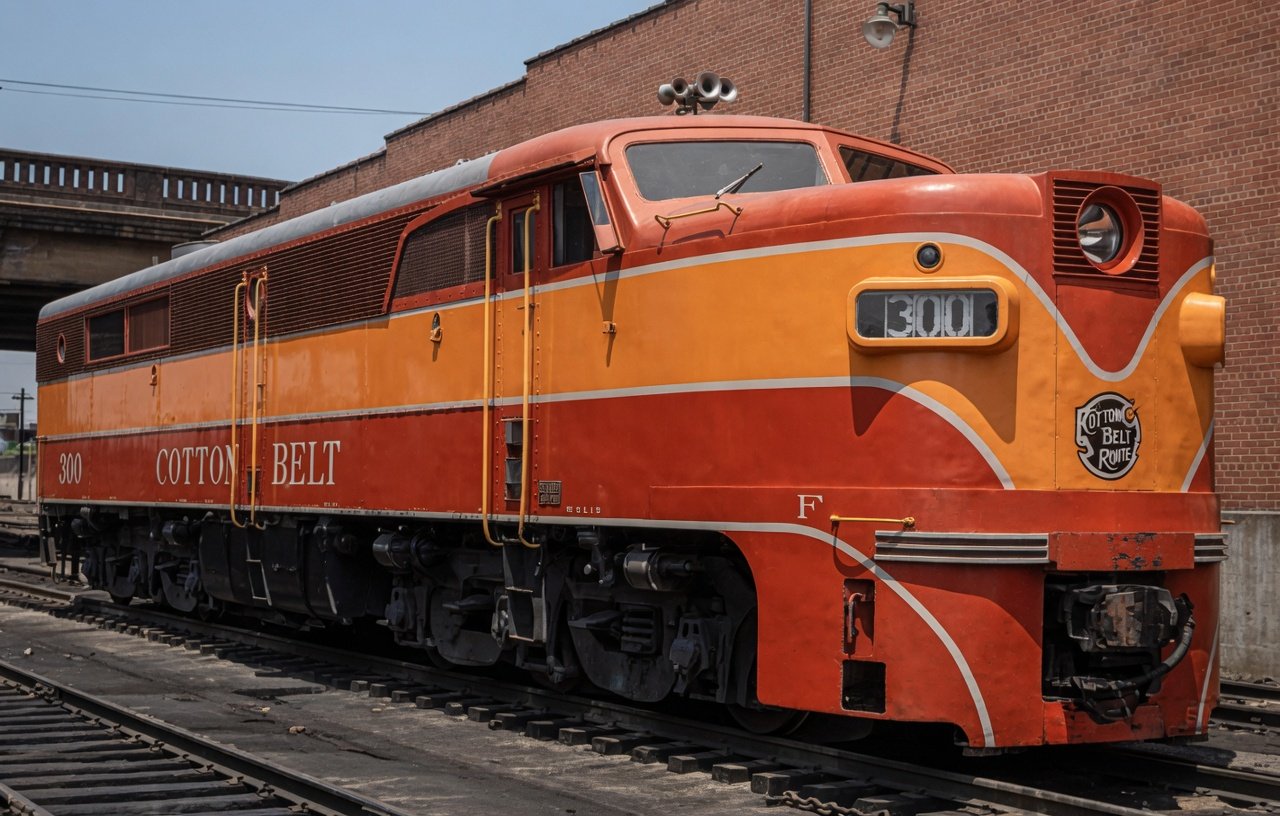 St. Louis Southwestern PA-1 300 at the St. Louis shops on June 6, 1957, in the Daylight livery
