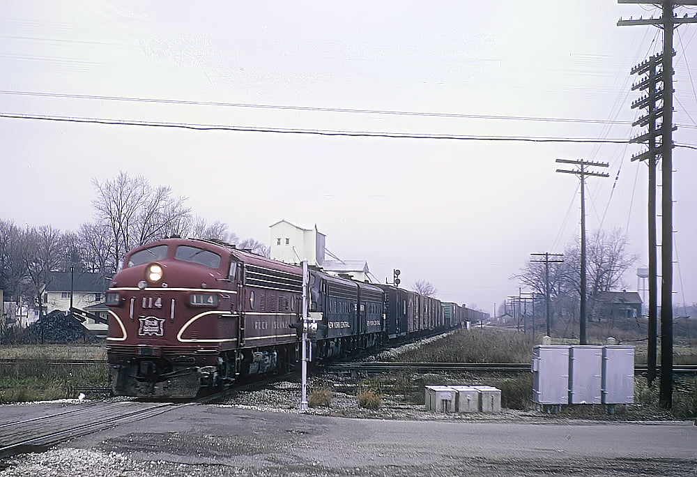 Rock Island F7A 114 eastbound New York Central freight Kankakee Belt North Judson Indiana November 27 1966 Rick Burn