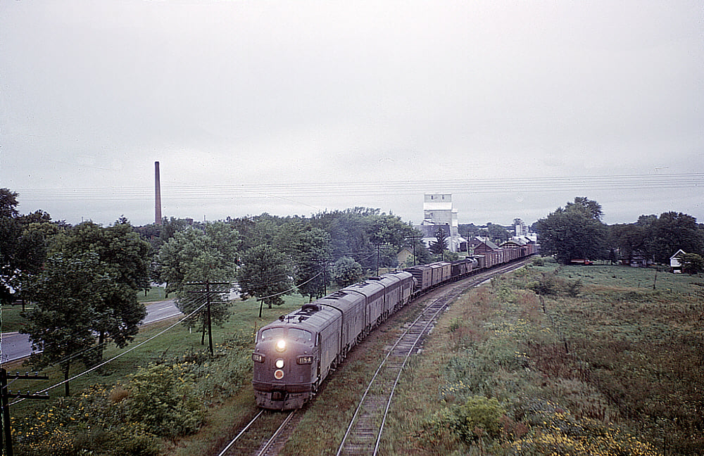 Chicago Great Western F3A 115-A southbound freight Kenyon Minnesota September 1962