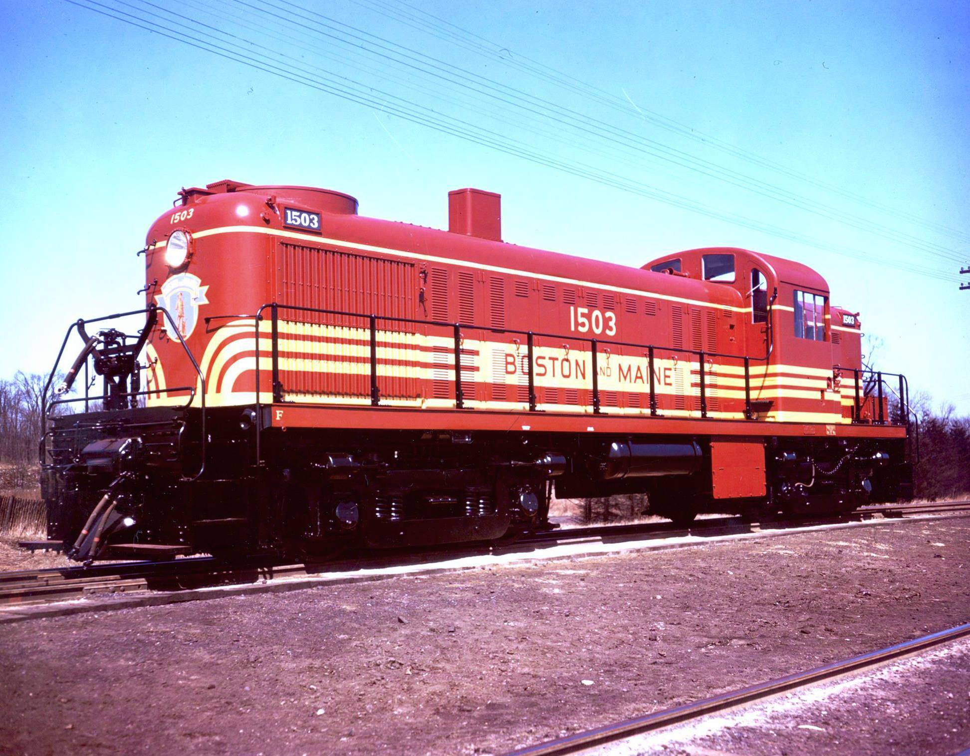 American Locomotive builder photograph of new Boston and Maine RS2 1503 circa 1949