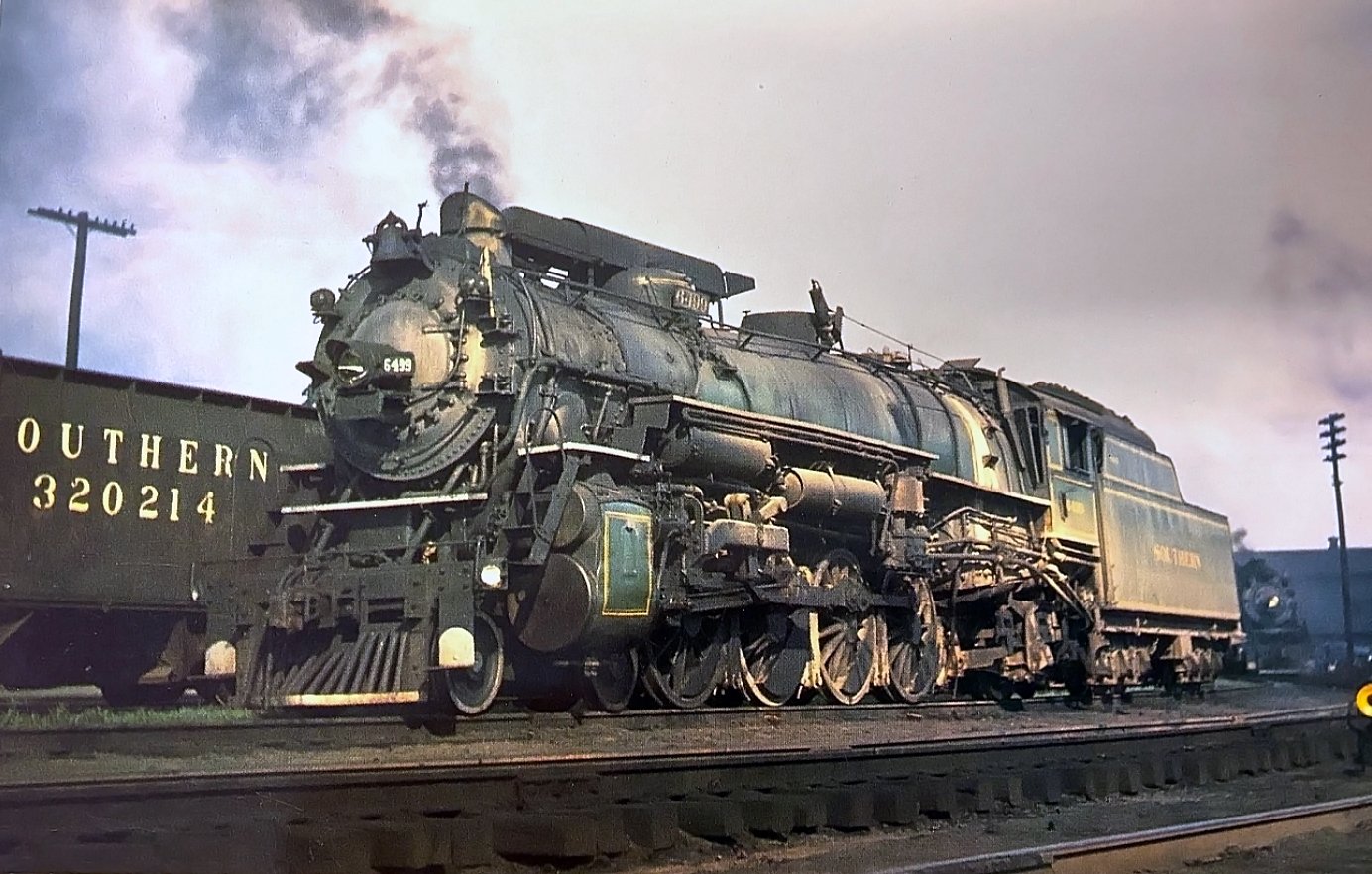 Cincinnati, New Orleans and Texas Pacific 4-8-2 No. 6499, class Ts-1, at Danville, Kentucky, in May 1948
