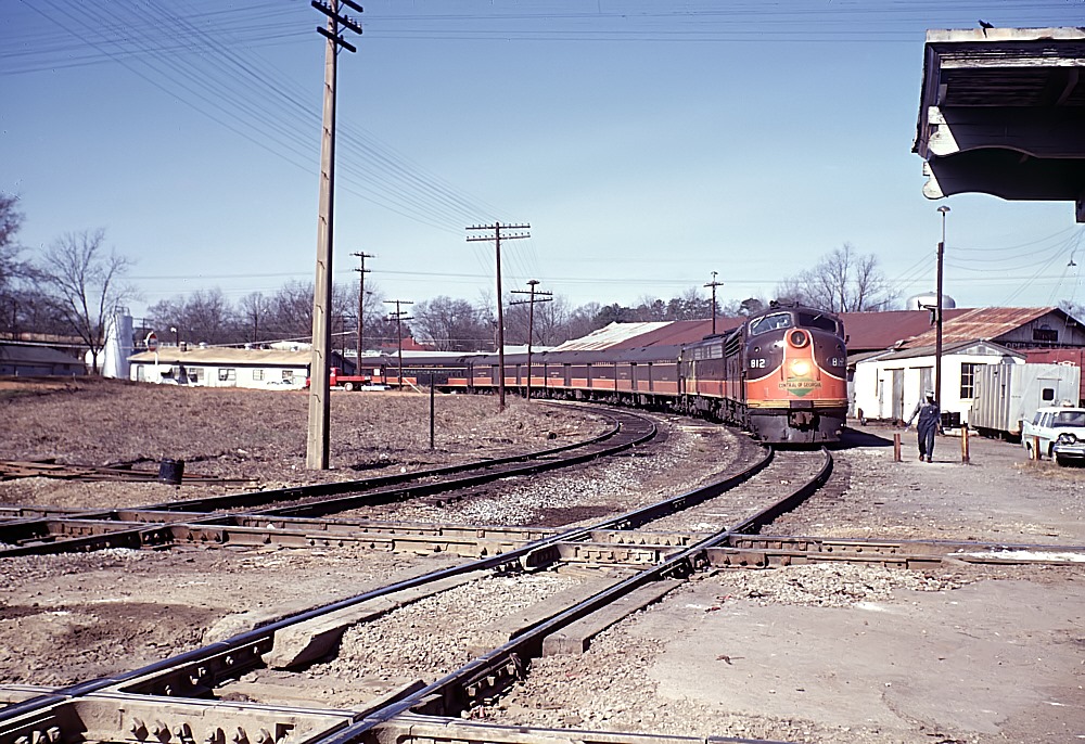 Central of Georgia train 10, The Seminole, at Opelika, Alabama, in February 1968