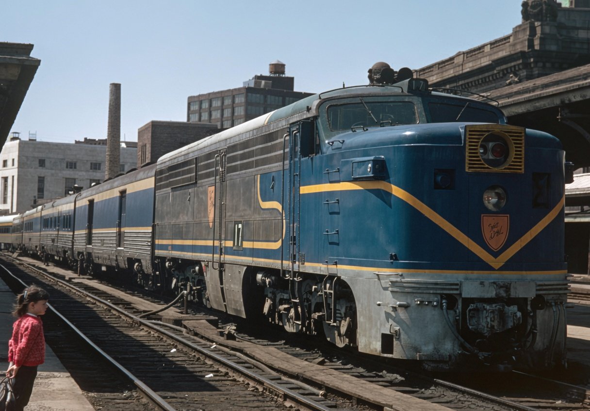 Girl watching the Delaware and Hudson Laurentian boarding at Albany New York late 1960s