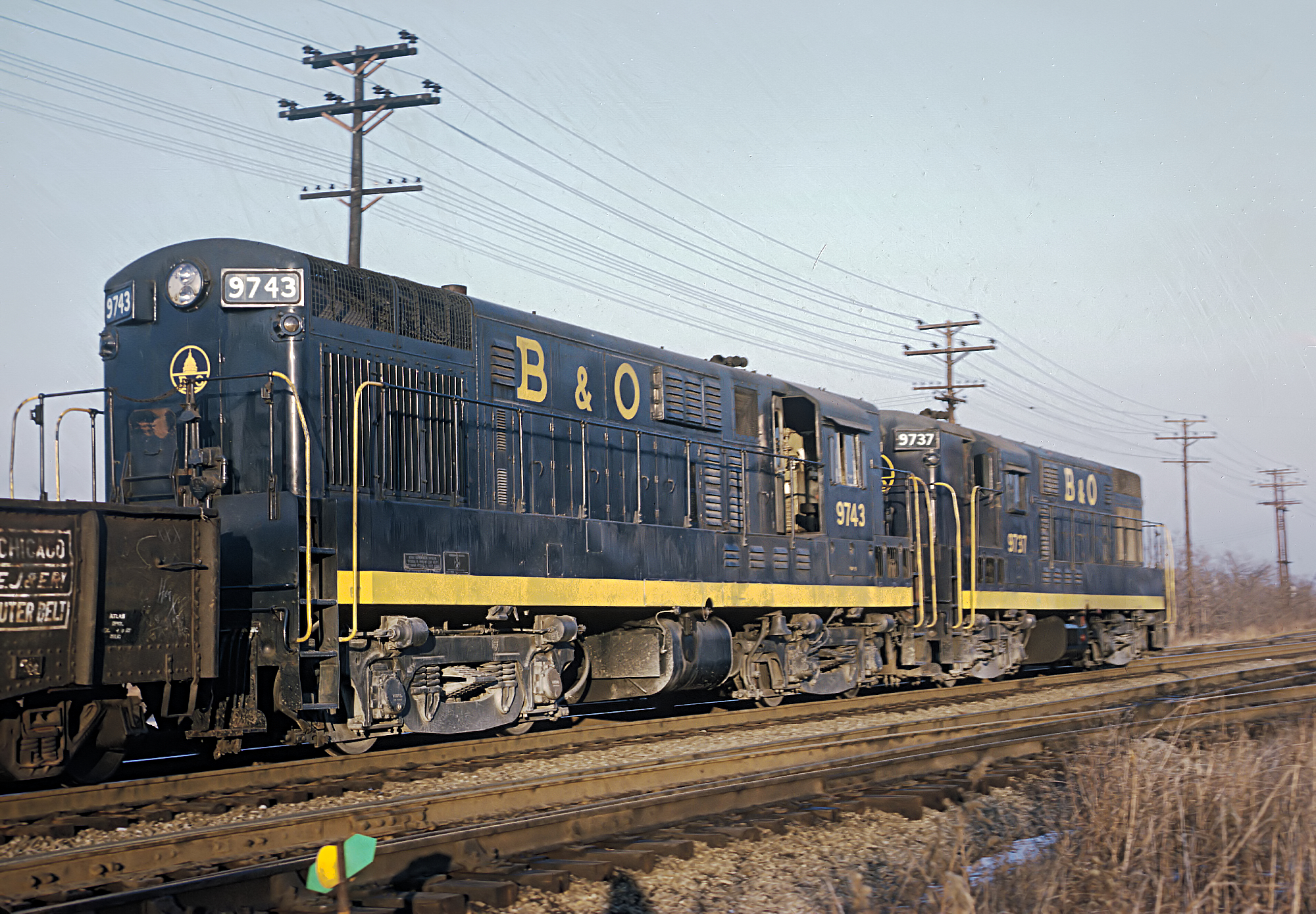 Baltimore and Ohio H16-44s 9743 and 9737 on the Curtis Bay Branch Baltimore December 14 1969