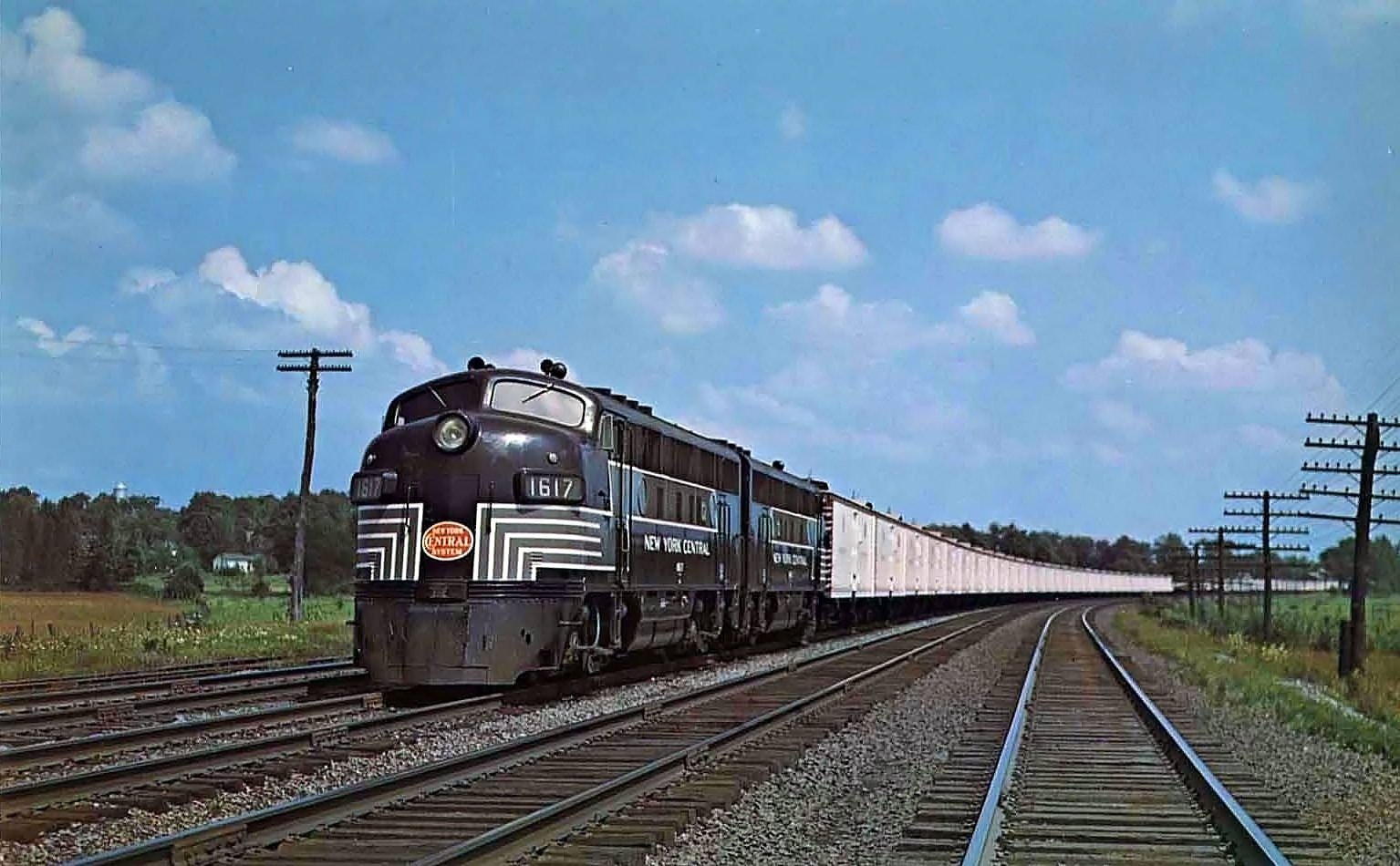 New York Central F3A pair Merchants Despatch Transportation reefers Churchville New York October 1947 Ed Nowak