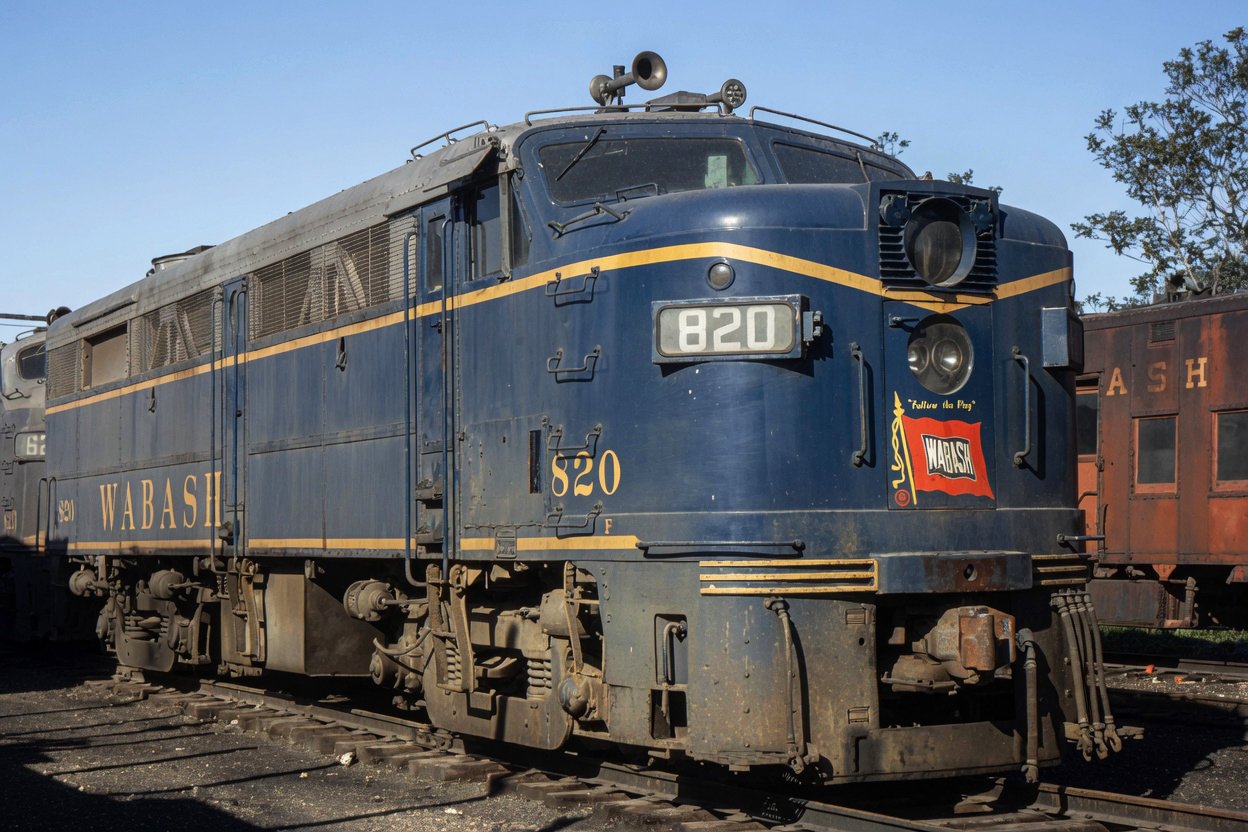 Wabash FA-2 820 and other power at Decatur, Illinois, on May 20, 1964