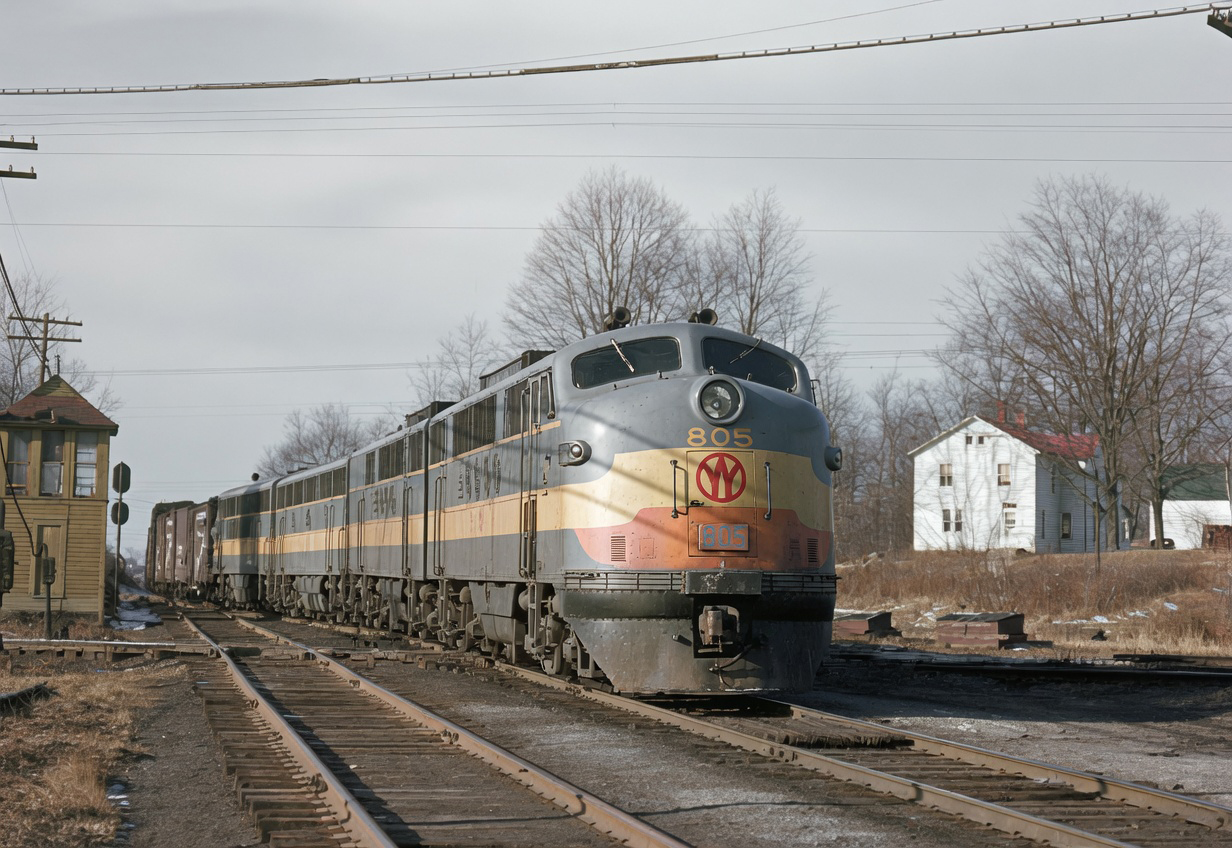 An A-B set of New York Ontario and Western FT and F3 diesels eastbound at Campbell Hall New York circa 1953
