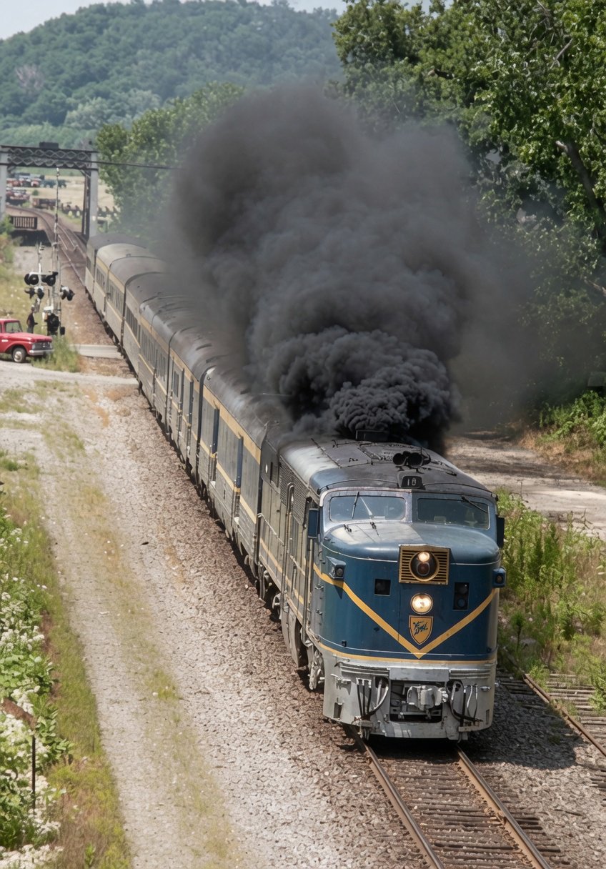 Delaware and Hudson PA 18 departing Waterford New York with the northbound Laurentian