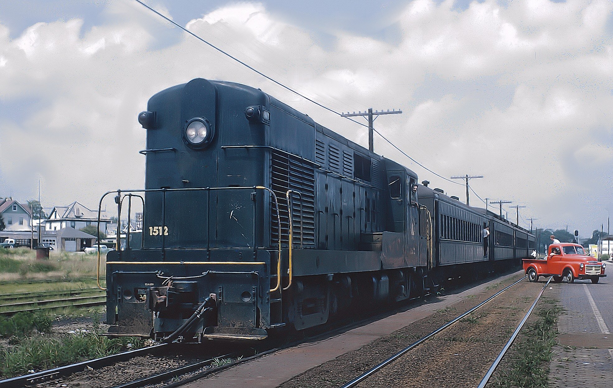 Jersey Central H15-44 1512 with train 3357 at Long Branch New Jersey in August 1964