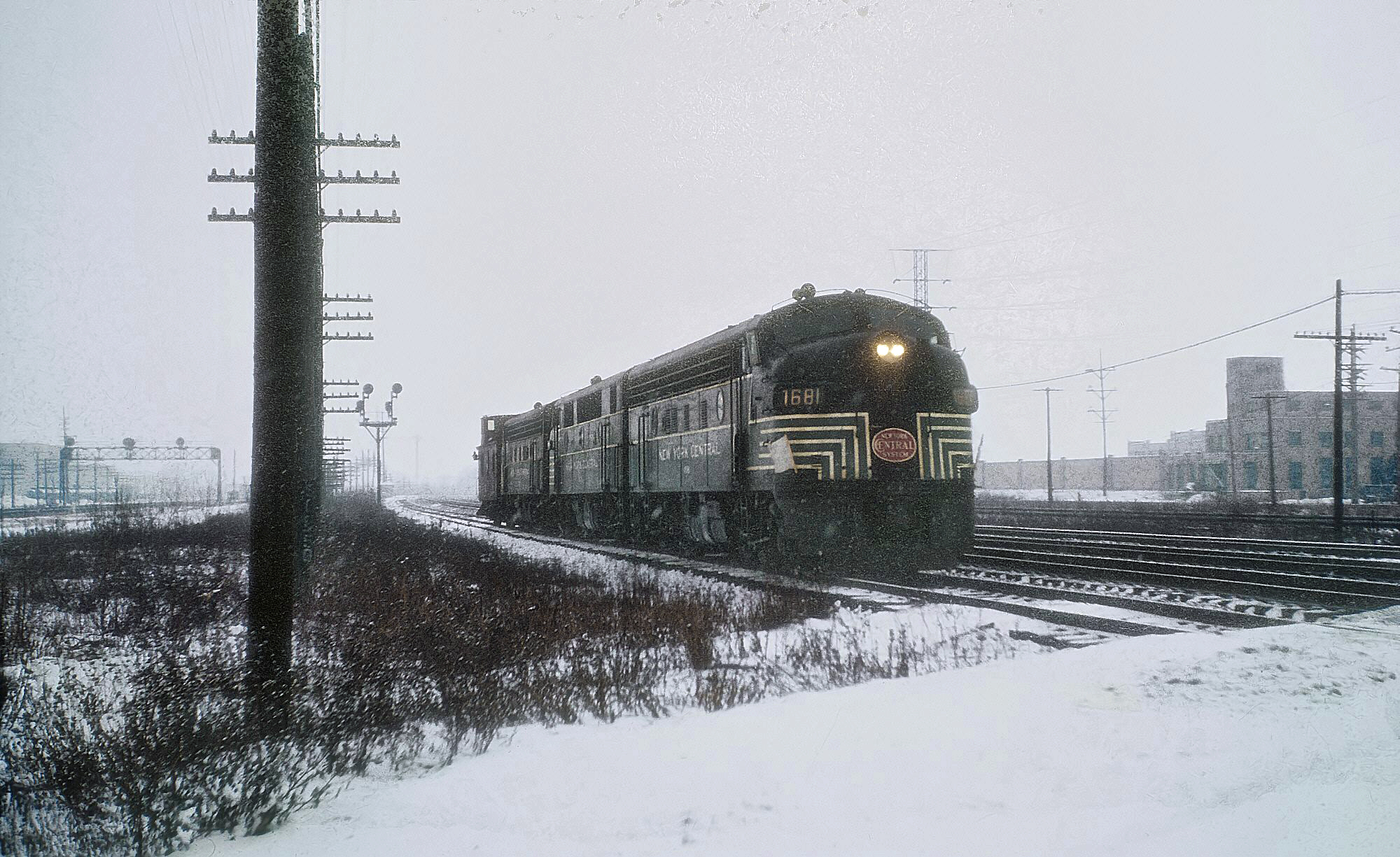 New York Central F7A 1681 F2A 1605 F7A 1817 caboose hop Hammond Indiana February 1963 Rick Burn
