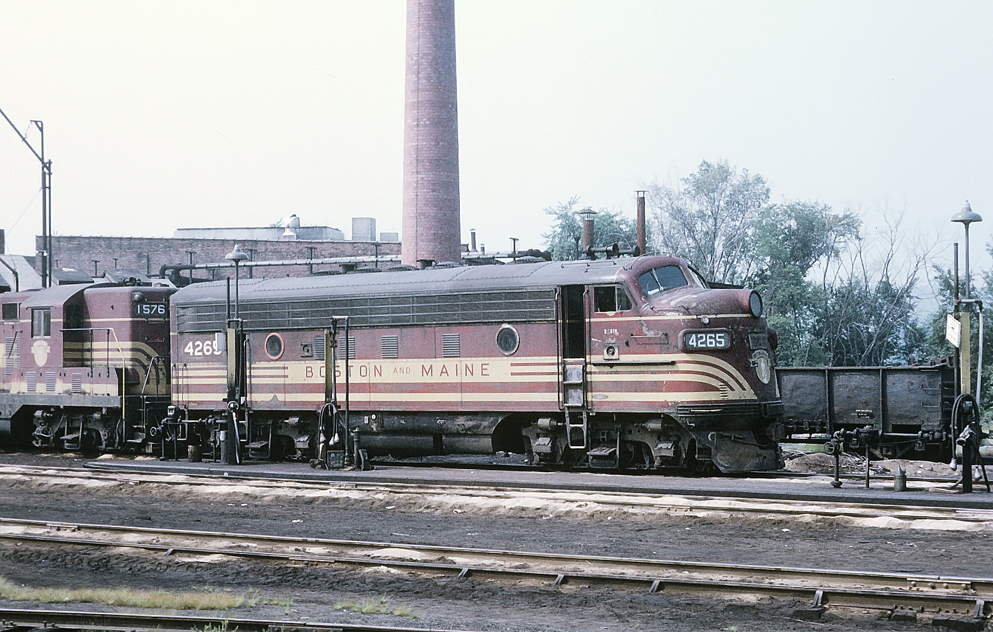 Boston and Maine F7A 4265 and GP7 1576 at West Lebanon New Hampshire in the 1960s