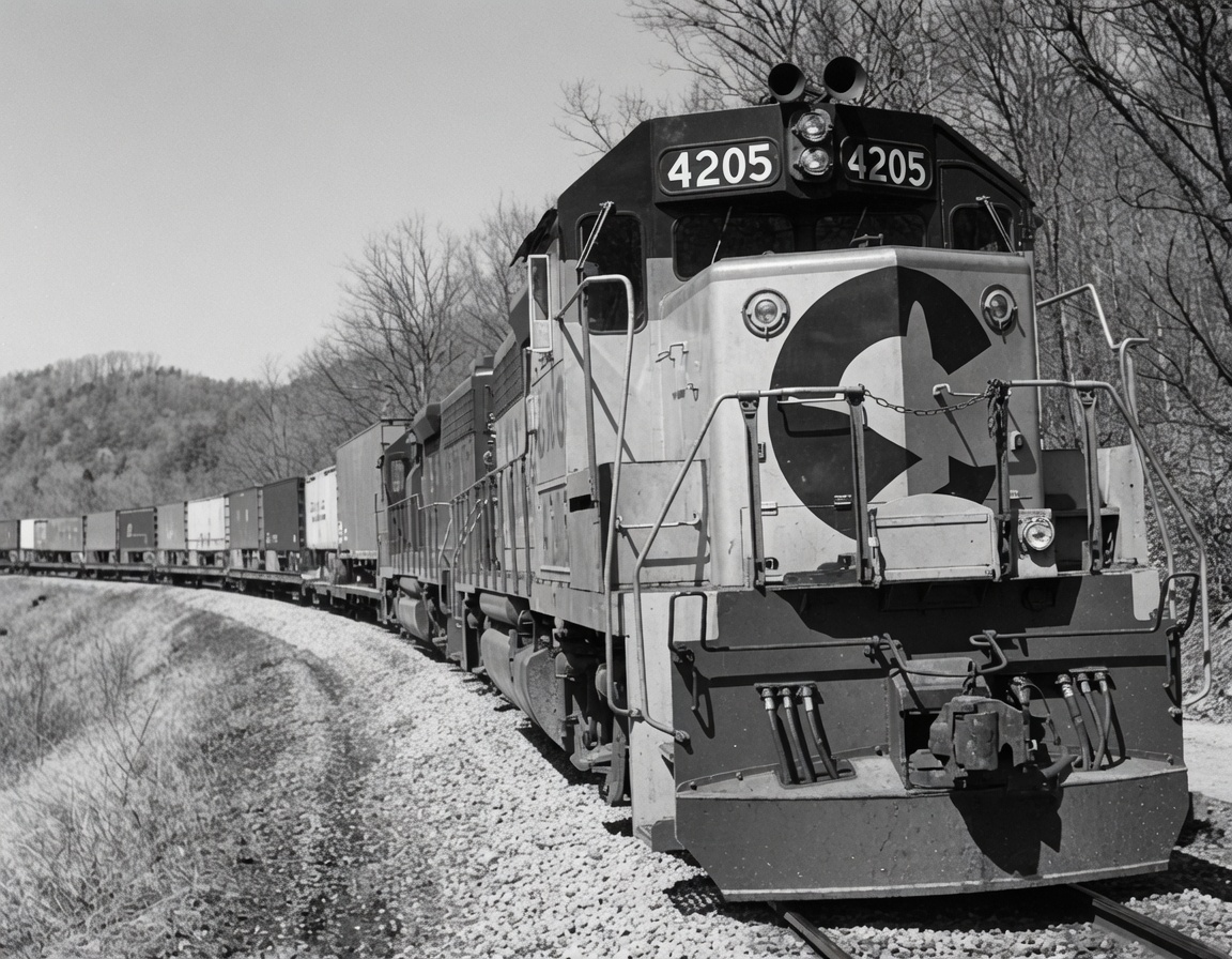 Chessie System B and O GP40-2 4205 Philadelphia Trailer Jet Ohio Division near Athens February 1979