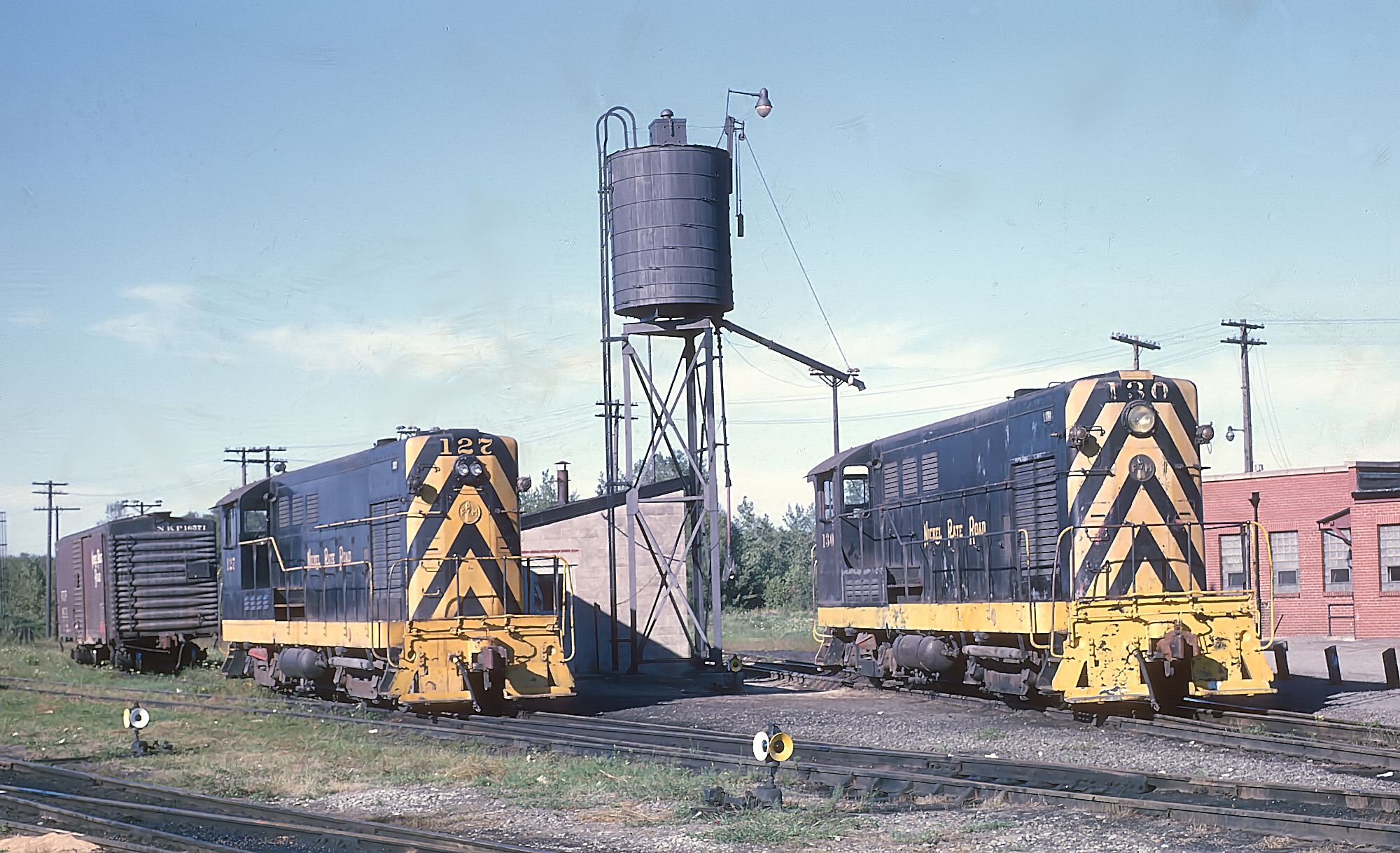 Nickel Plate Road H10-44s 127 and 132 at Bellevue, Ohio, circa 1960