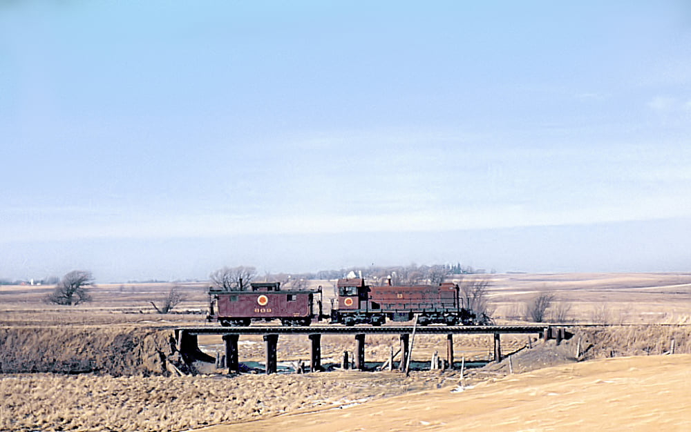 Chicago Great Western S1 13 near Goodhue Minnesota Rochester branch January 1964
