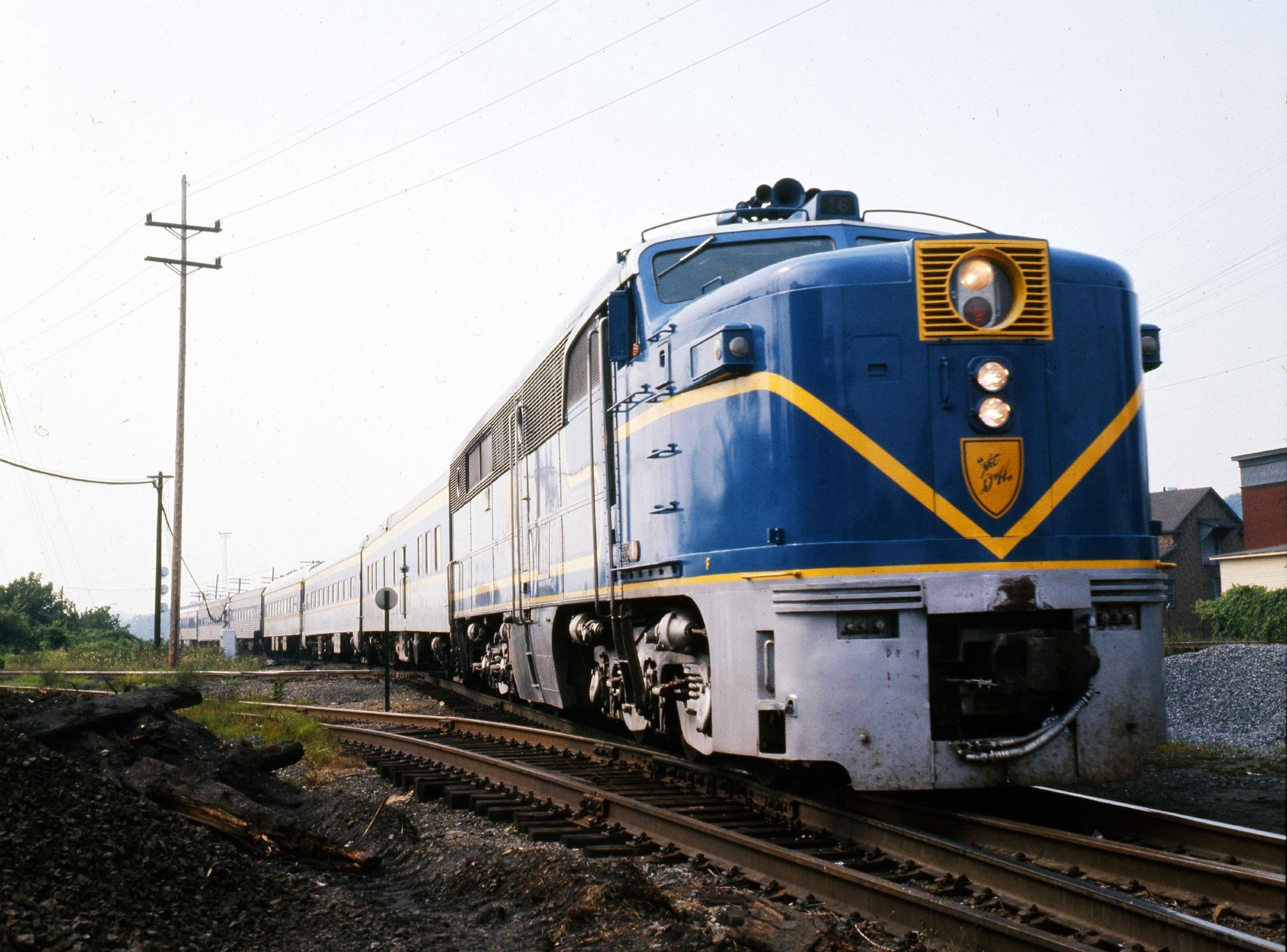 Delaware and Hudson PA-4 16 departing Mechanicville with the Adirondack August 1975