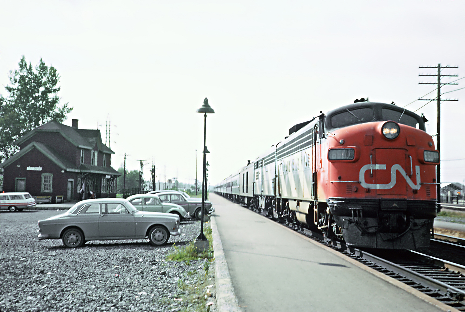 Canadian National FP9 6501 arrives Dorval Quebec with train 14 the International Limited September 6 1965