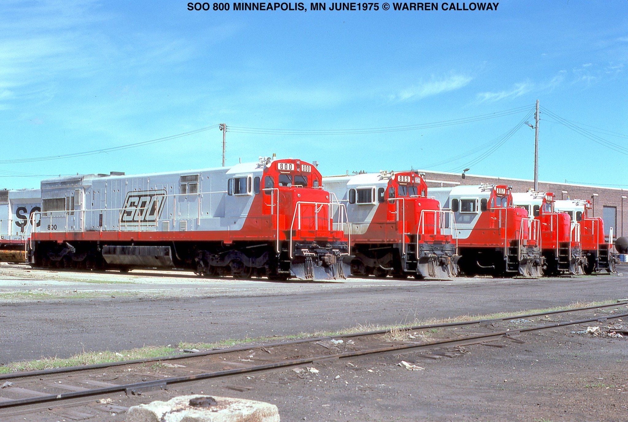 Soo Line U30Cs lined up in Minneapolis in June 1975