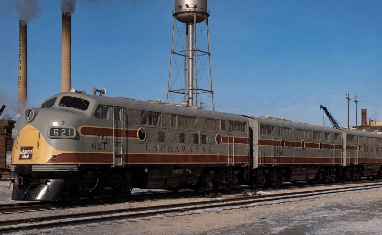 EMD builder photo of Lackawanna F3 set 621 in January 1948