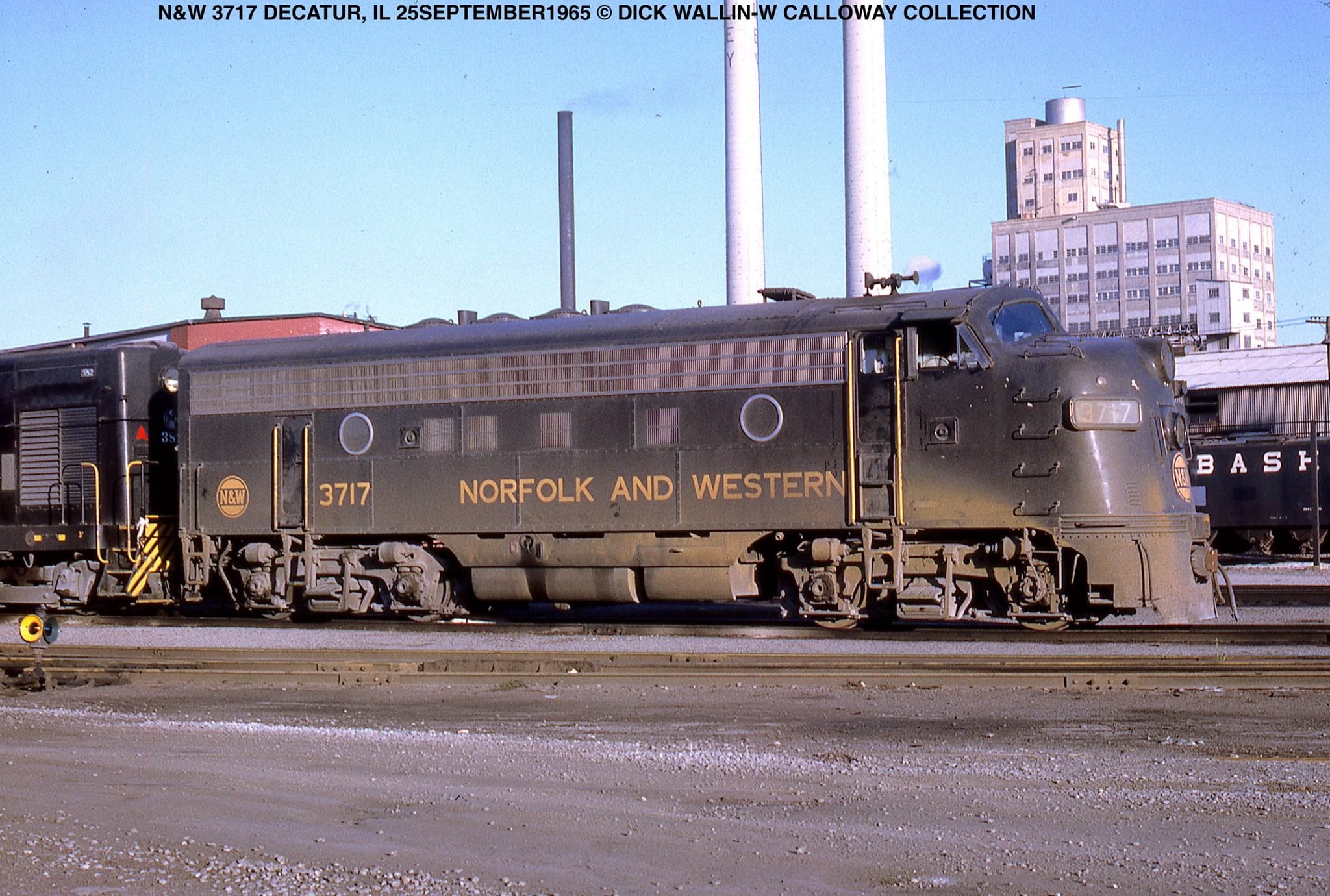Norfolk and Western F7A No. 3717, former Wabash 1185, at Decatur, Illinois, on September 25, 1965