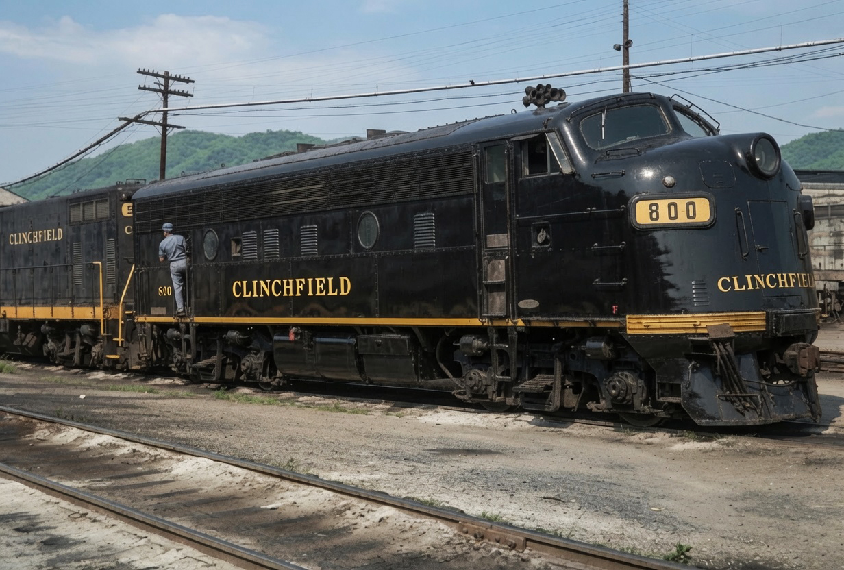 Clinchfield F3A No. 800 at Erwin, Tennessee, on July 20, 1973