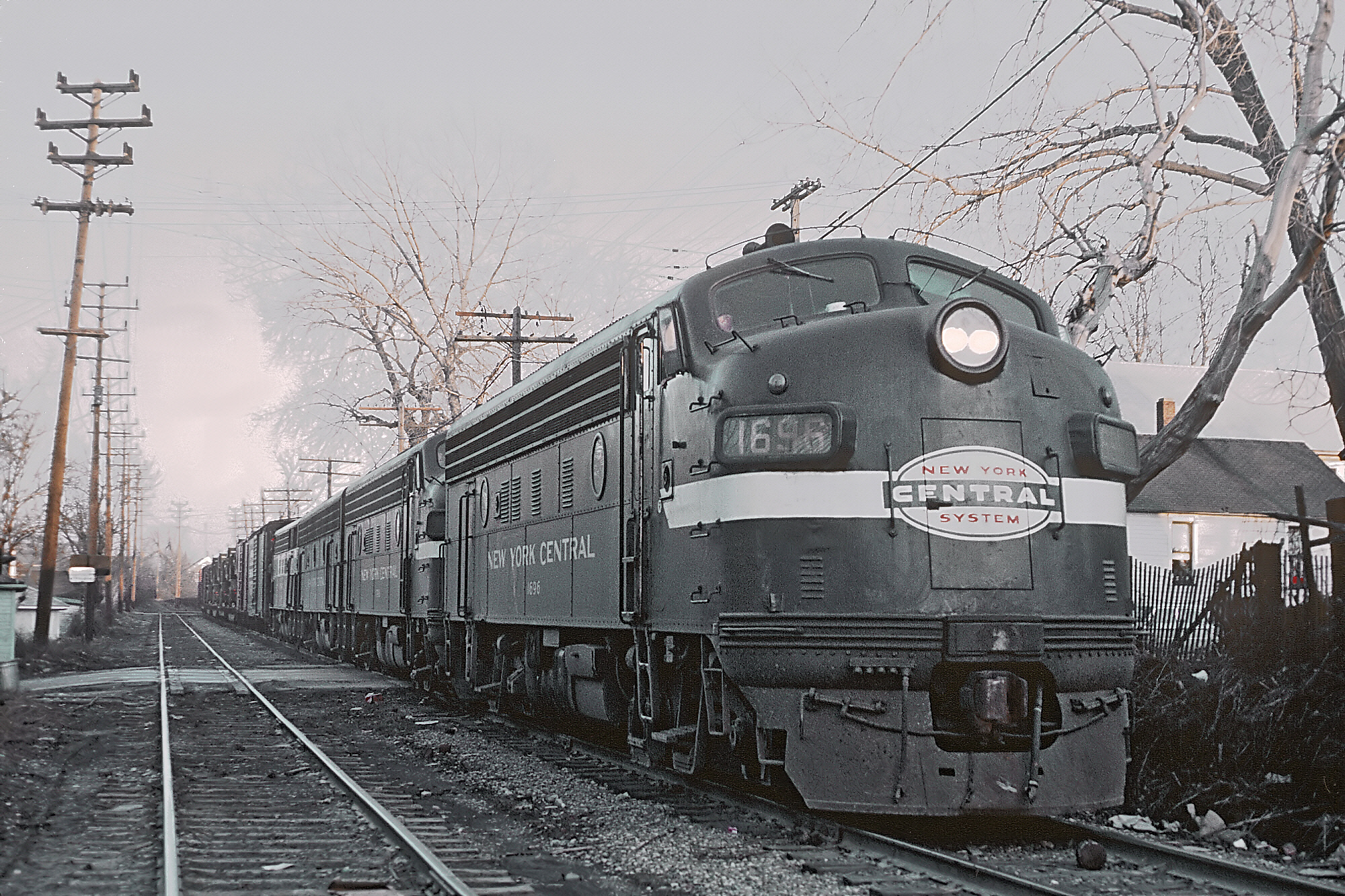 New York Central F7 1696 Peoria and Eastern Bloomington Illinois April 1965 Roger Puta