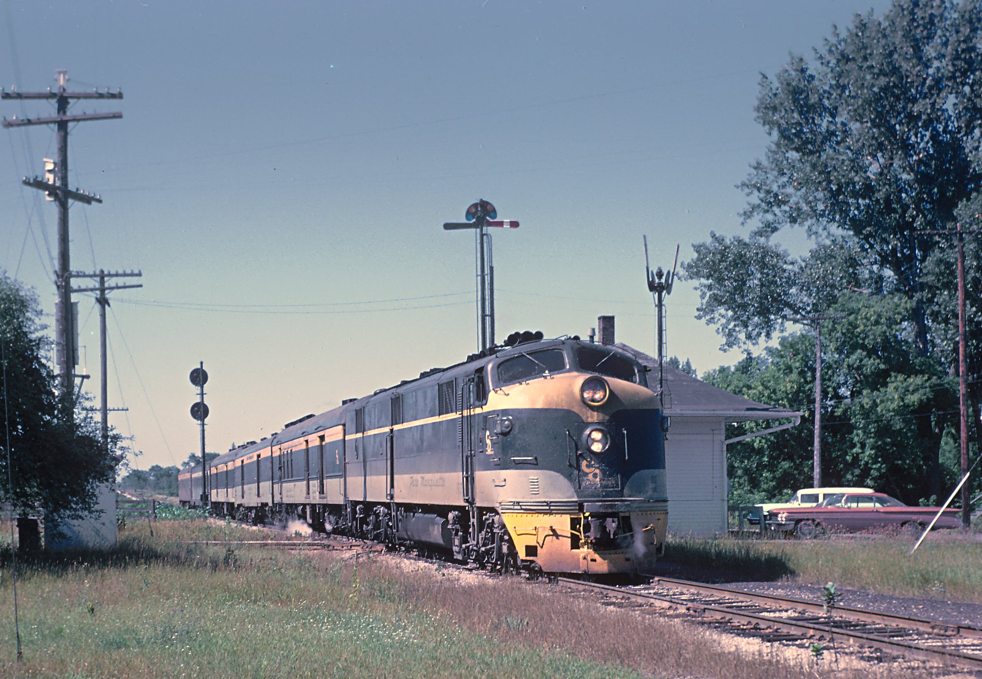 Chesapeake and Ohio train 25 northbound at Thompsonville Michigan in August 1962 crossing the Ann Arbor diamond