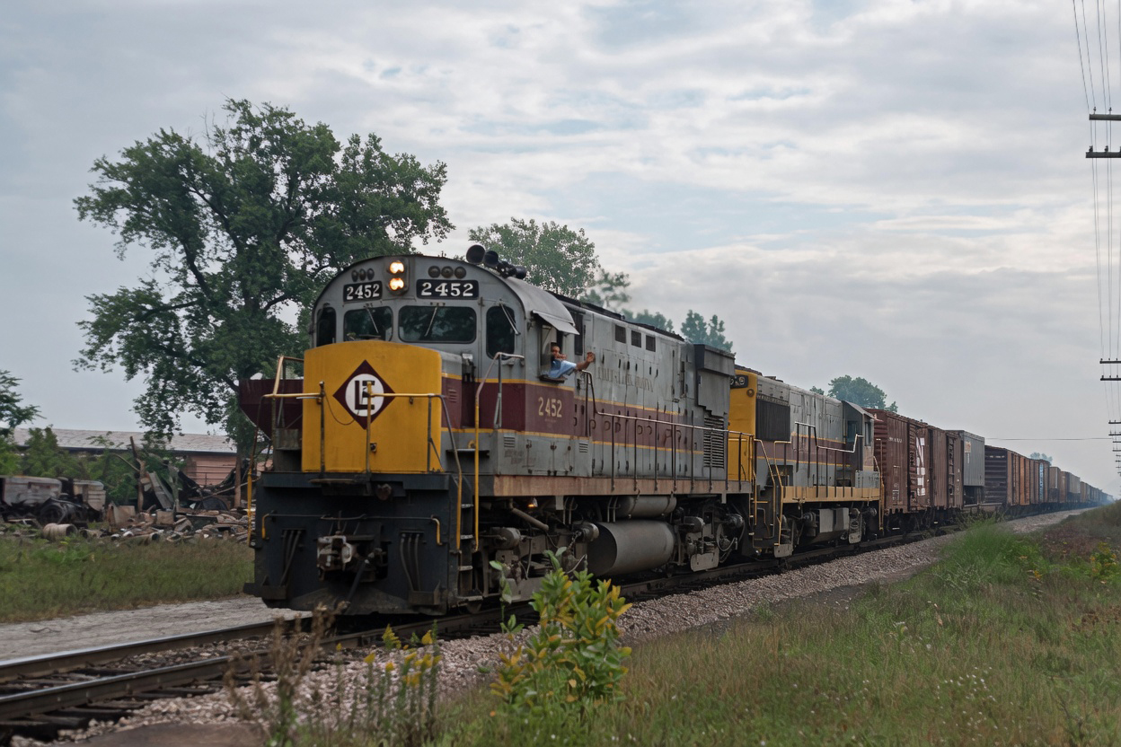 Erie Lackawanna C425 2452 leads freight into Hammond Indiana September 17 1967