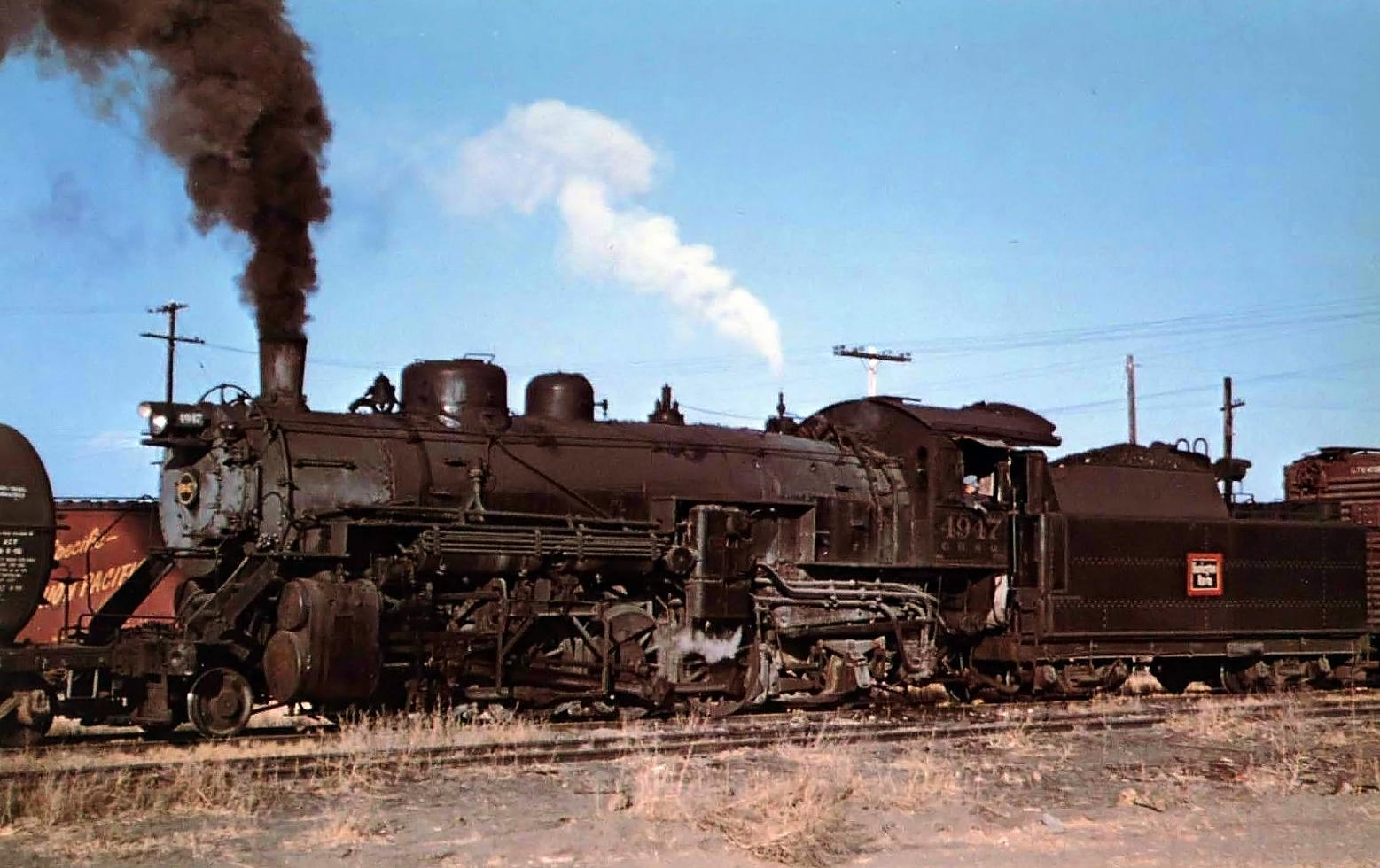 Burlington 2-8-2 4947 at Longmont, Colorado, on November 15, 1958