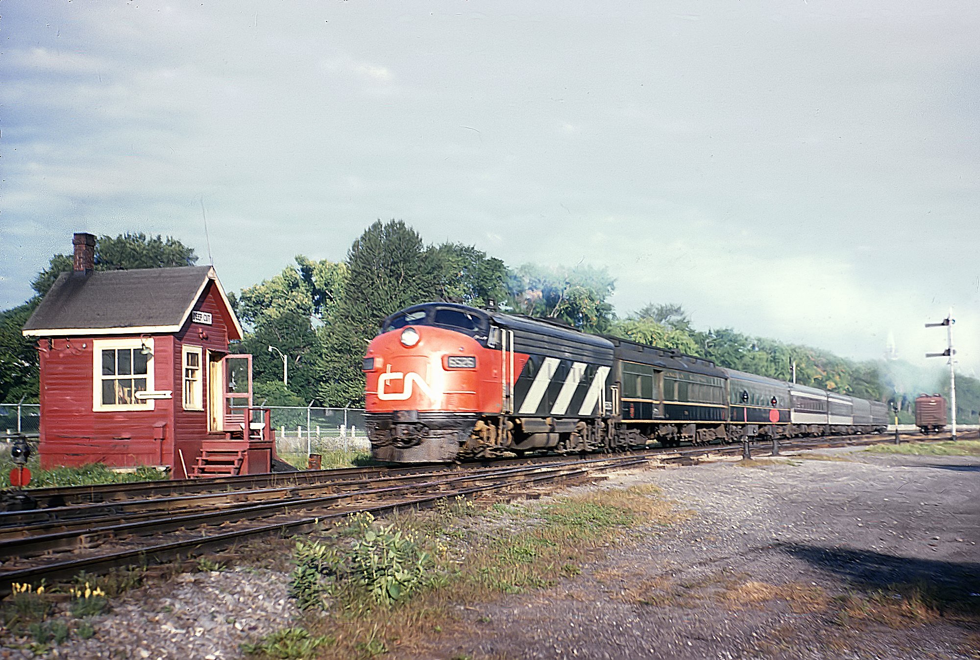 Canadian National FP9 6526 leads train 48 at Deep Cut Junction Ottawa September 1963