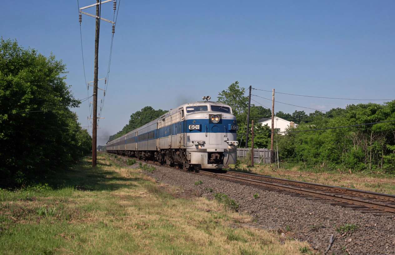 Long Island Rail Road power car 601, rebuilt from Louisville and Nashville FA-2 317, at St. James, New York, on June 18, 1971