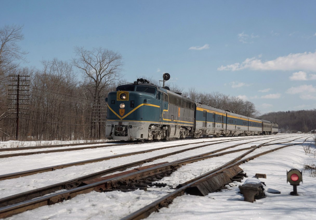 Delaware and Hudson southbound Laurentian train 34 with PA 16 at Mechanicville New York