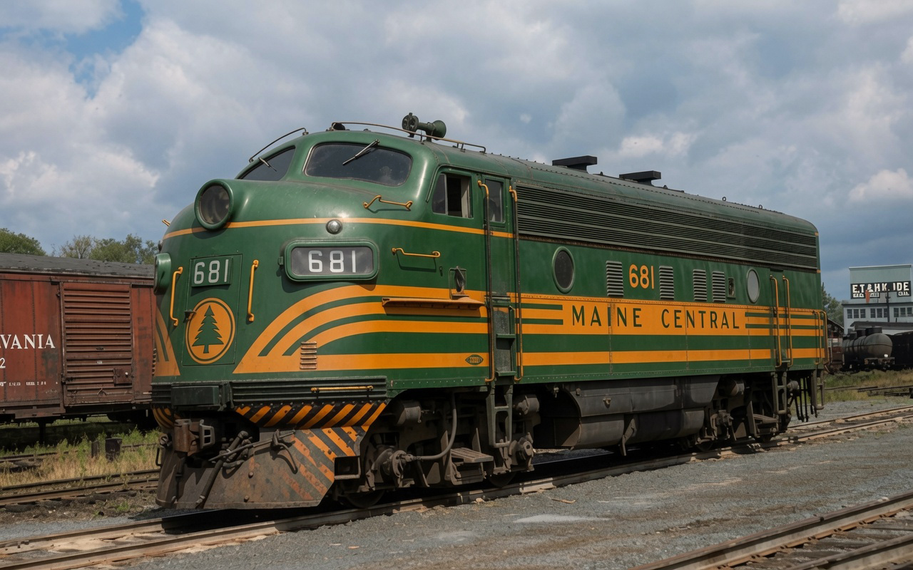Maine Central F3A 681 laying over at St. Johnsbury Vermont in August 1964