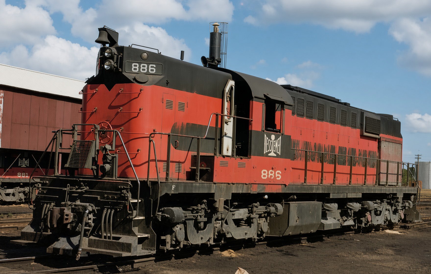 Bessemer and Lake Erie RSD15 886 at the engine terminal in Albion Pennsylvania August 1971