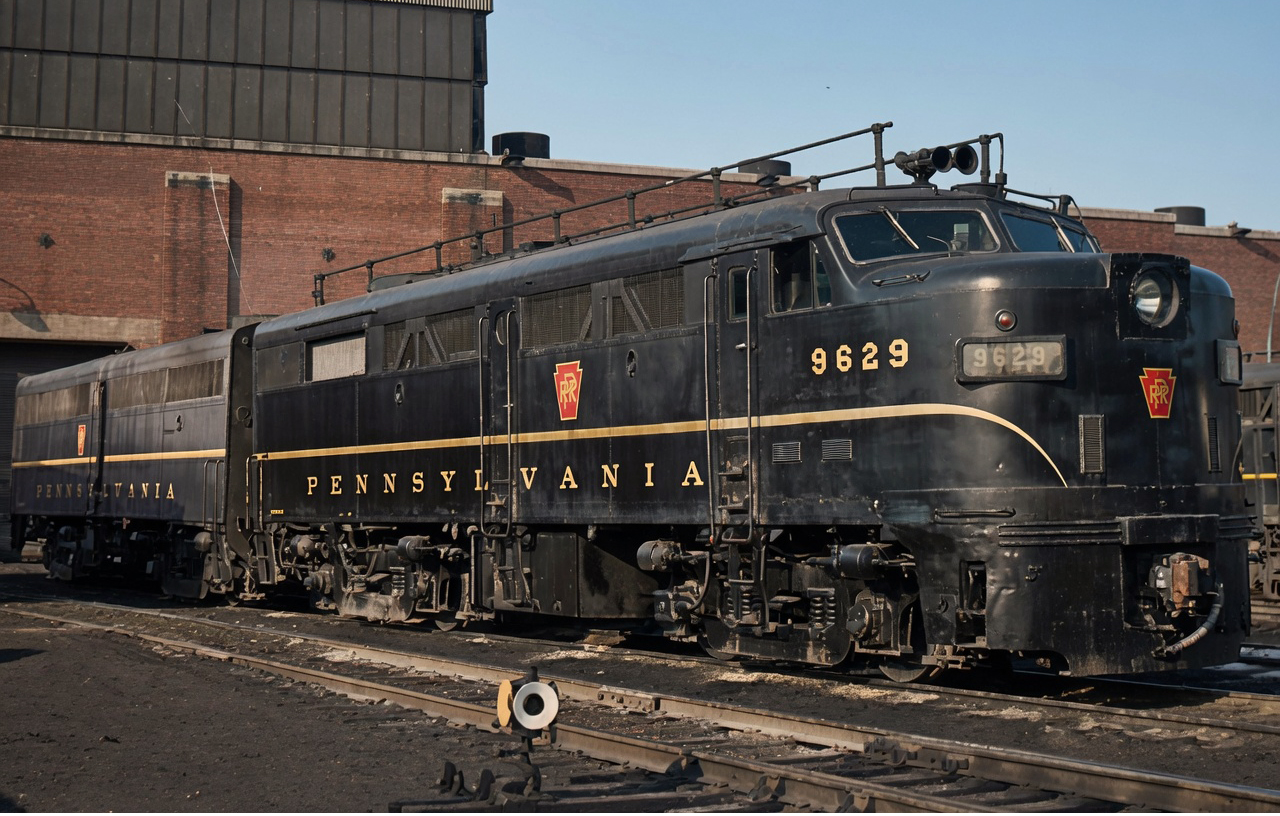 Pennsylvania Railroad FA-2 9629-A at the Enola Pennsylvania shops in June 1956