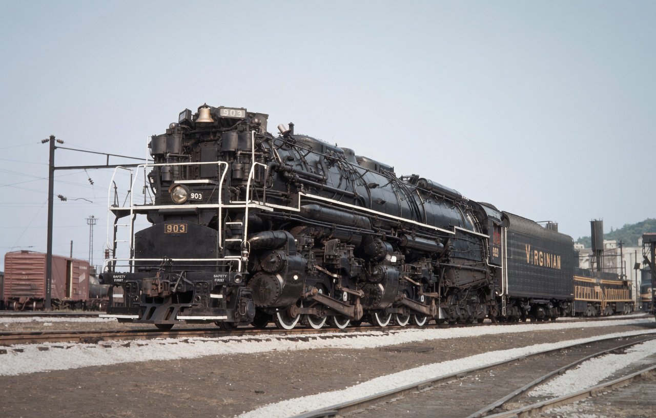Virginian Railway 2-6-6-6 No. 903, class AG, on display at the NRHS convention in Roanoke in the summer of 1957