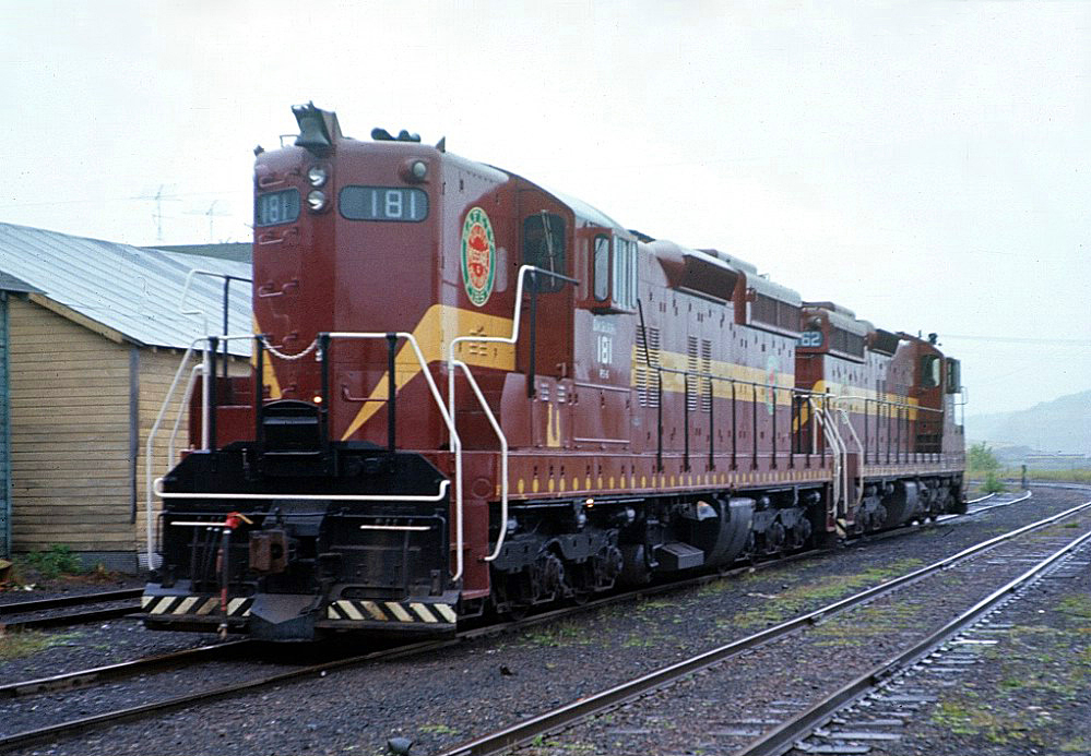 Duluth Missabe and Iron Range SD18 181 and SD9 162 Virginia Minnesota depot August 22 1966
