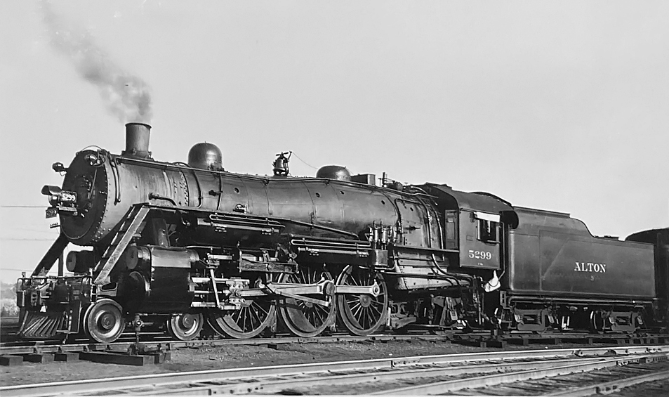 Alton Railroad 4-6-2 5299 at Springfield MO c. 1945