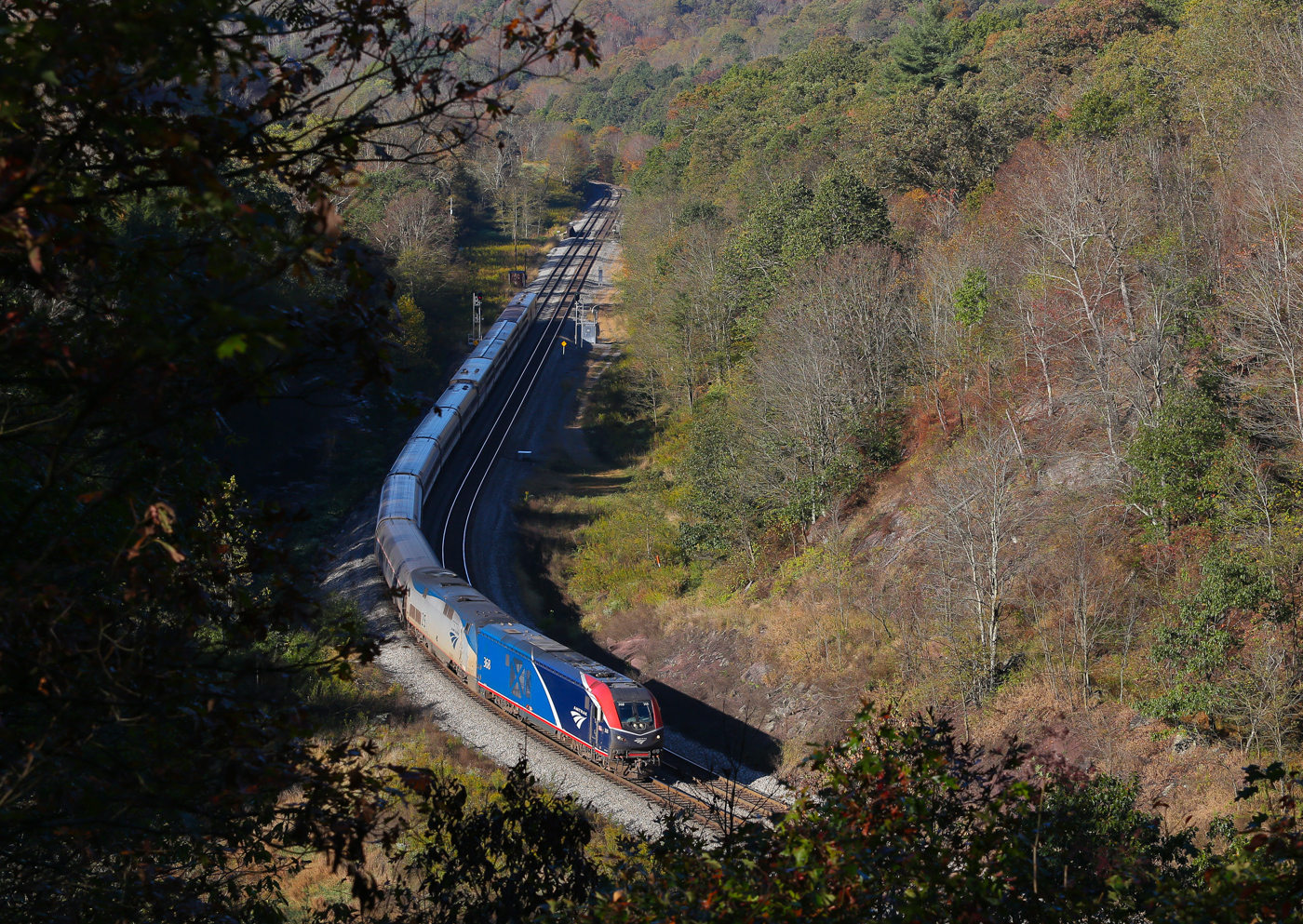 Amtrak ALC-42 368 with Floridian train 42 on Sand Patch at Foley Pennsylvania October 6 2025
