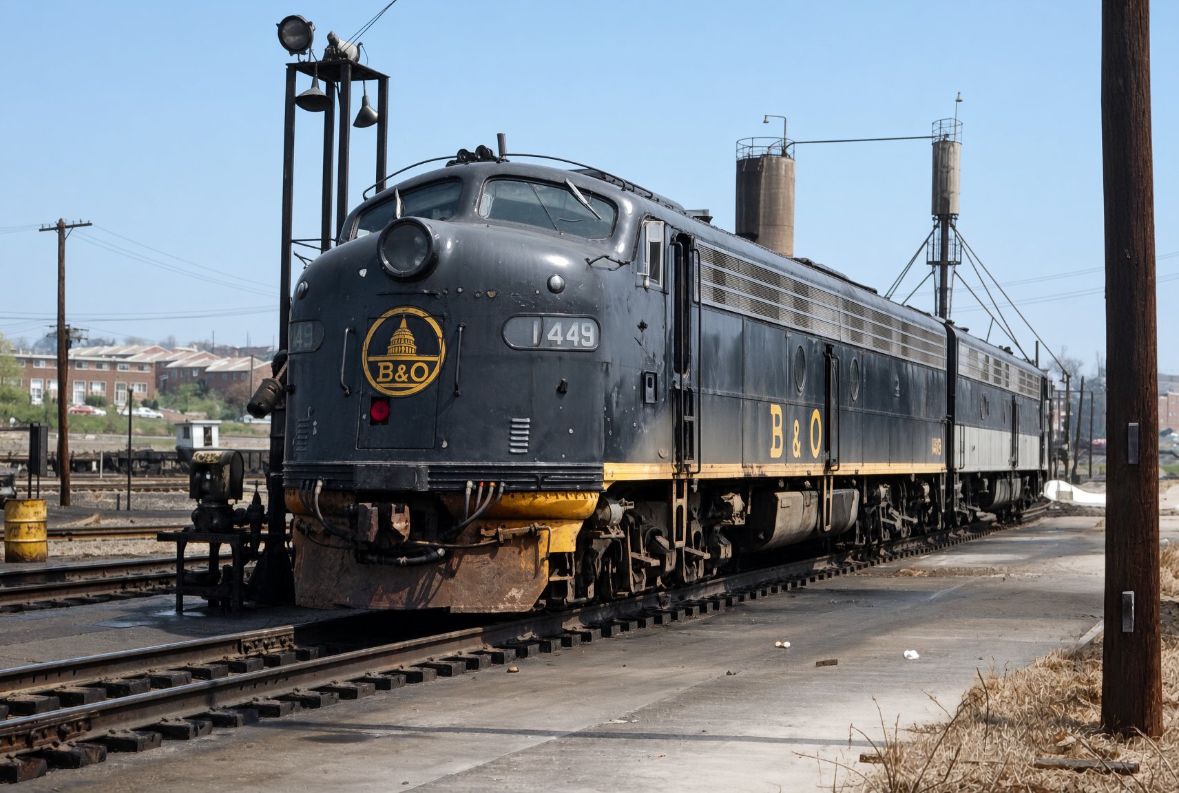 Baltimore and Ohio E8A 1449 at Ivy City engine terminal Washington DC April 19 1970
