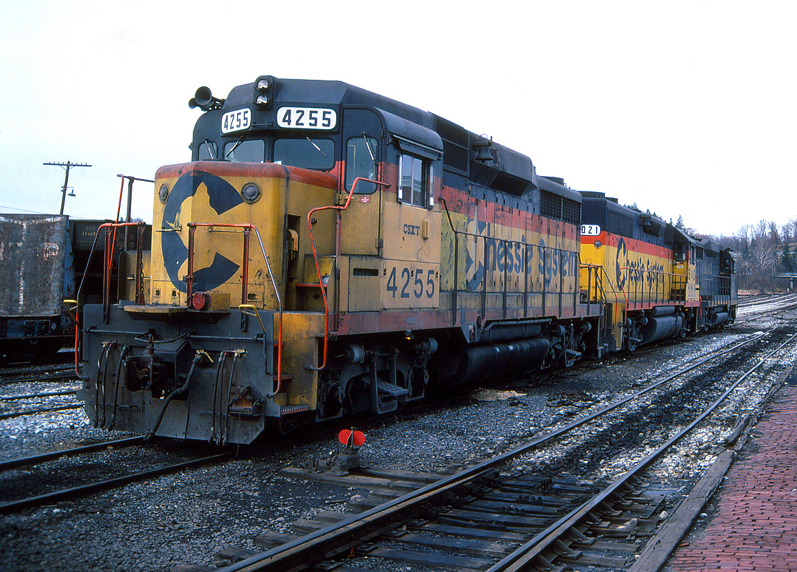 Chessie System GP30m 4255 at Elkins, WV on the Western Maryland in 1988