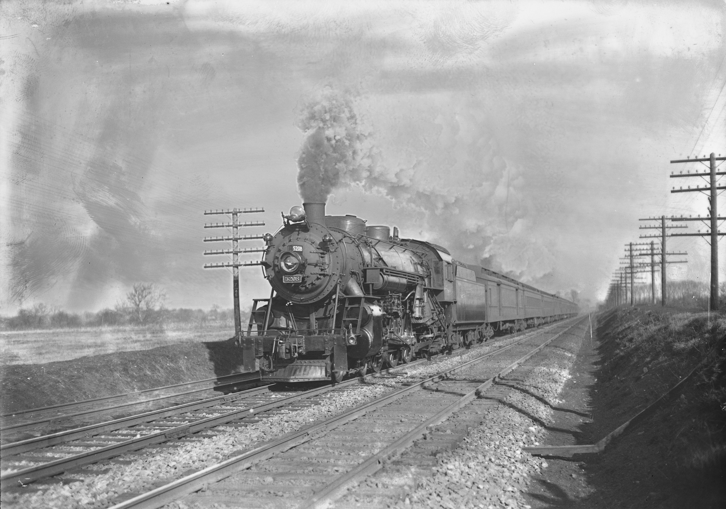 B&O 4-6-2 5208 with the Washington Express at Folsom, PA in 1927