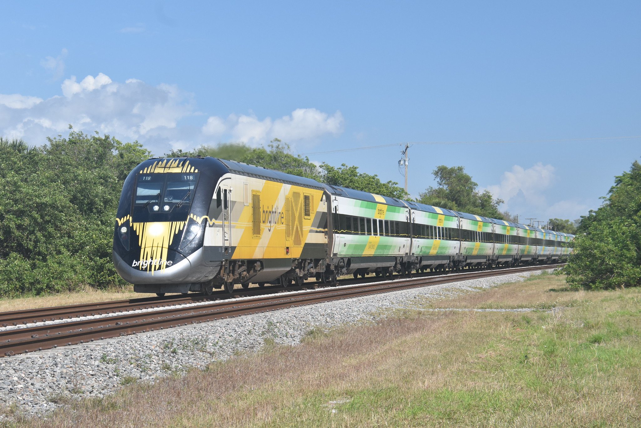 A Brightline Florida train at Del Ray Beach FL on March 14 2026