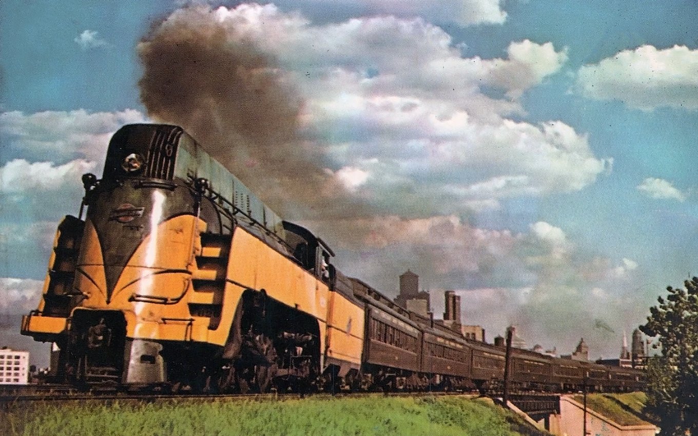 Chicago and North Western Class E 4-6-2 1620 in Chicago commuter service 1955